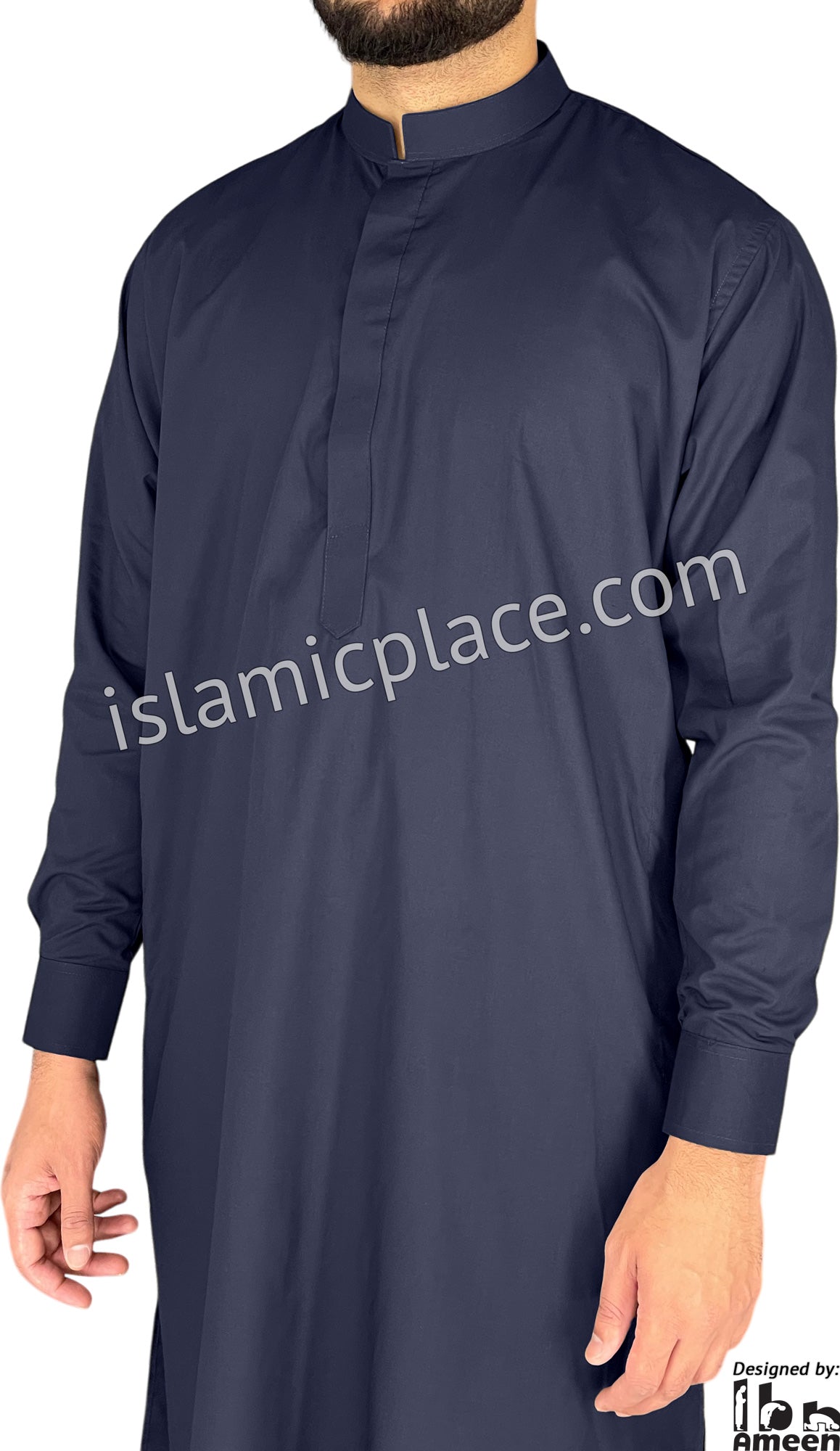 Navy Blue - Men Saudi Ad-Daffah Plain Kameez by Ibn Ameen