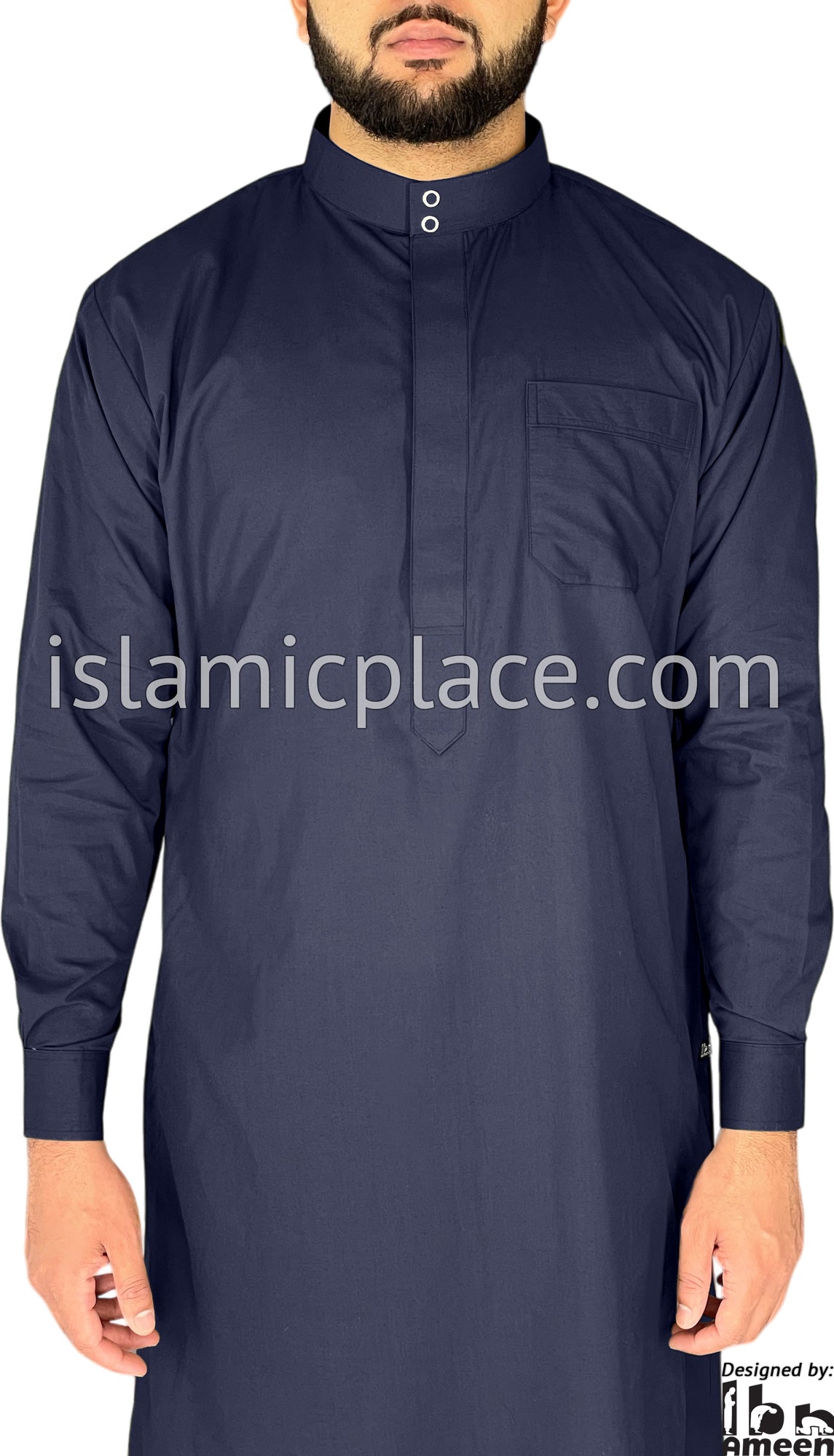 Navy Blue - Men Saudi Ad-Daffah LT Thob by Ibn Ameen - IA3