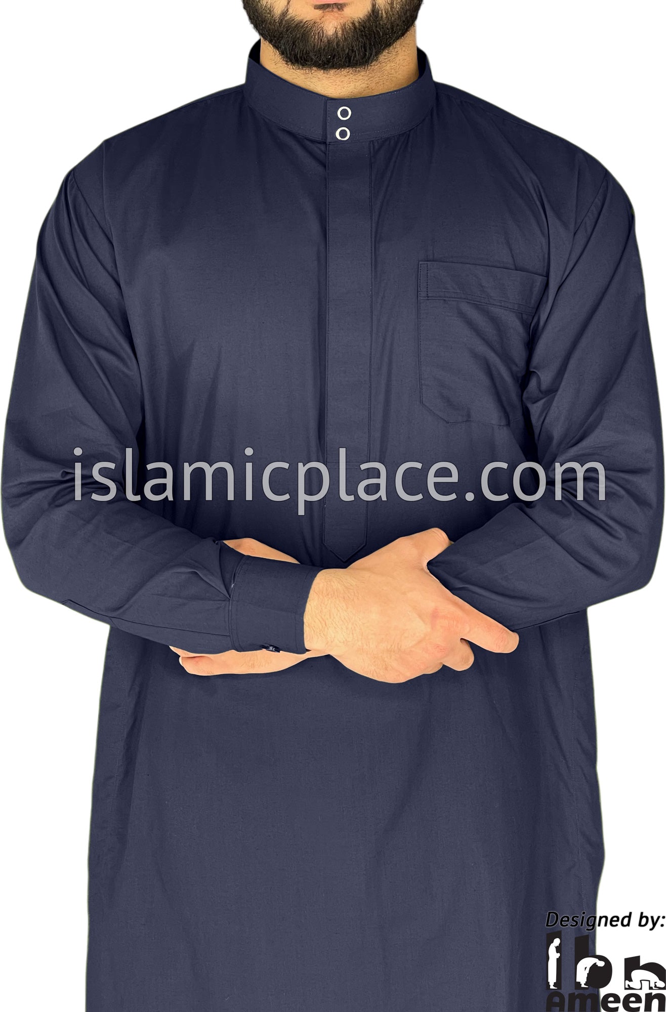 Navy Blue - Men Saudi Ad-Daffah LT Thob by Ibn Ameen - IA3