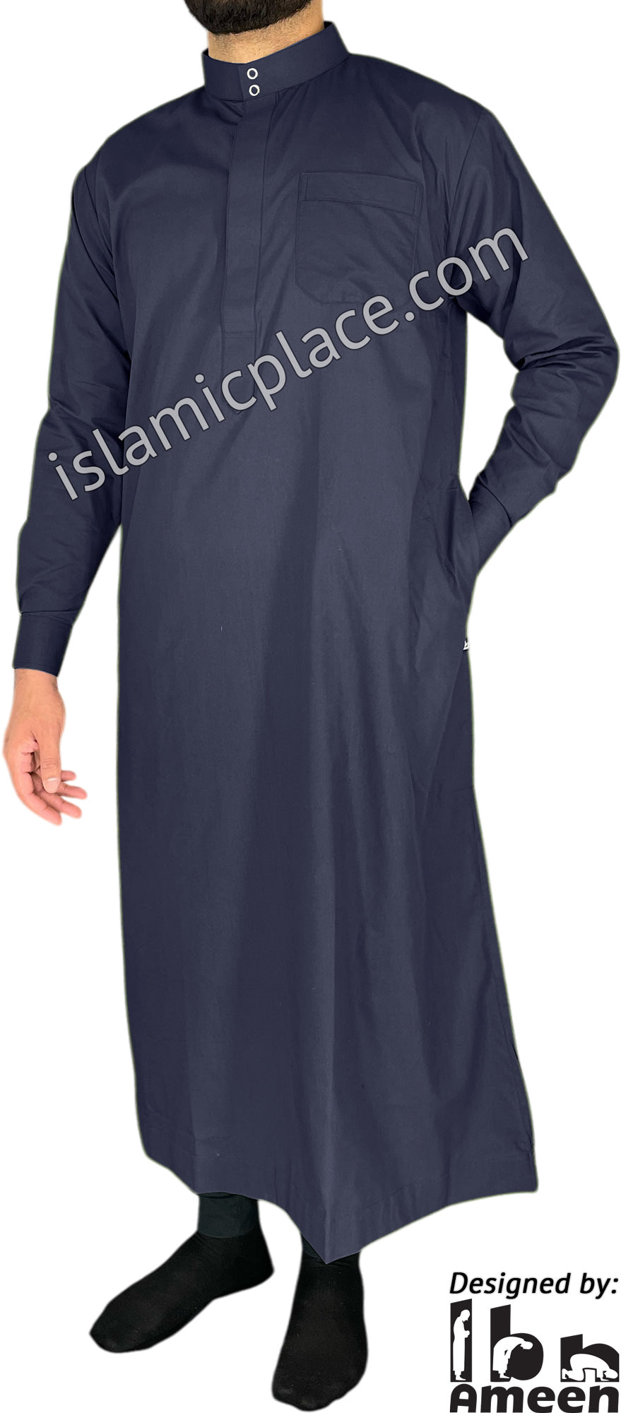 Navy Blue - Men Saudi Ad-Daffah LT Thob by Ibn Ameen - IA3