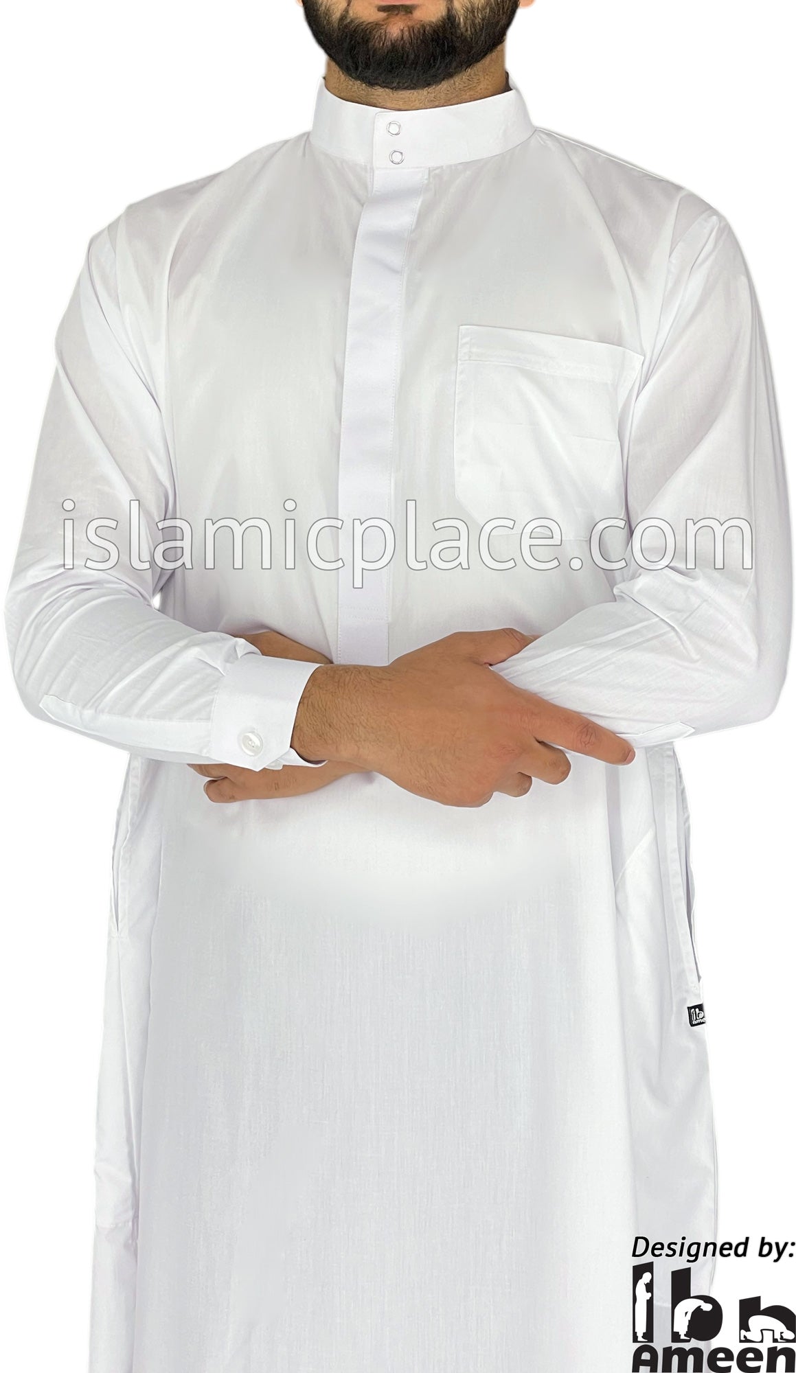 White - Men Saudi Ad-Daffah LT Thob by Ibn Ameen - IA3