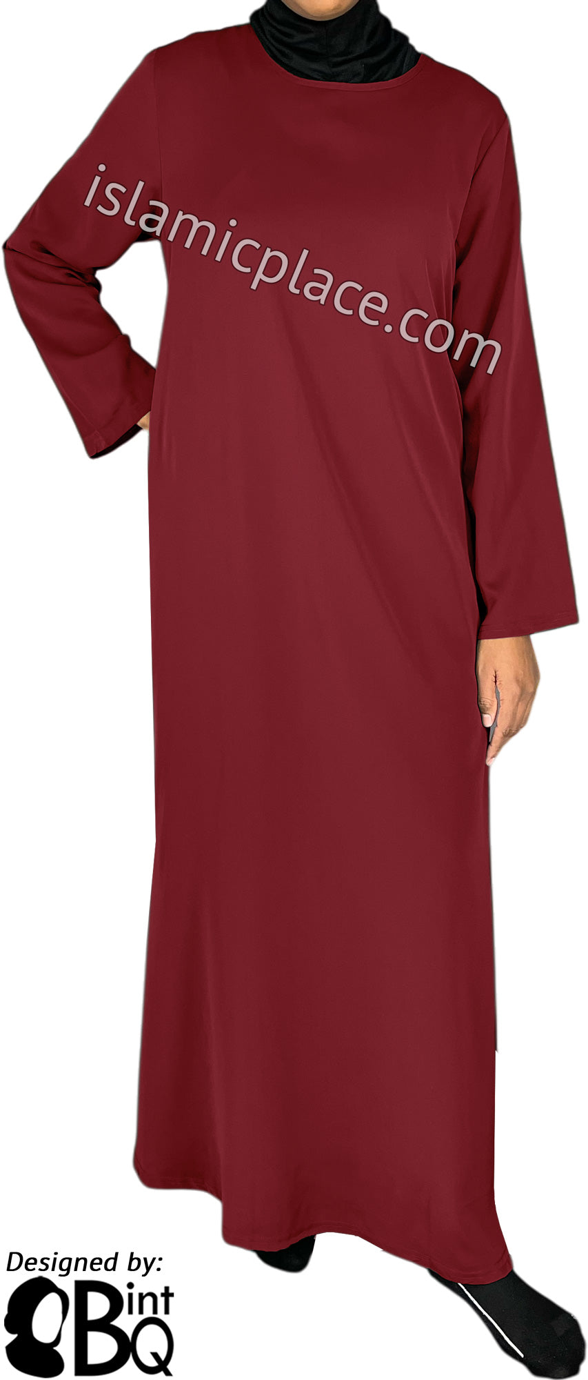 Burgundy - Basics Plain Abaya by BintQ