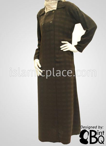 Brown Four-Button Abaya - BQ146