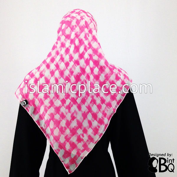 Hot Pink and White Print Khimar