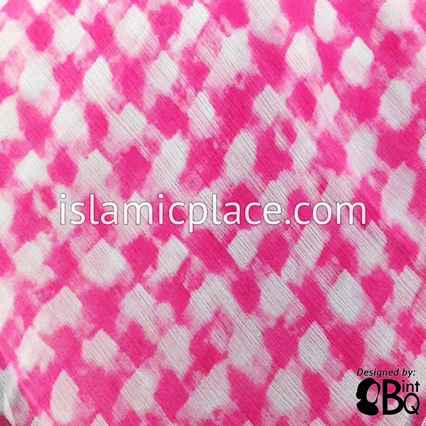 Hot Pink and White Print Khimar