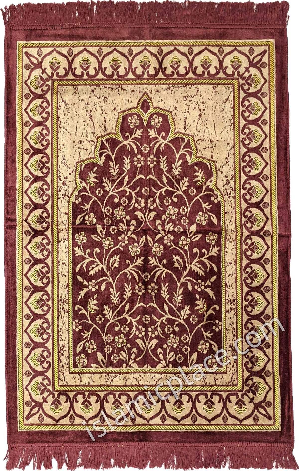 Dusty Rose Pink and Tan Prayer Rug with Petal Mihrab (Big &amp; Tall size)