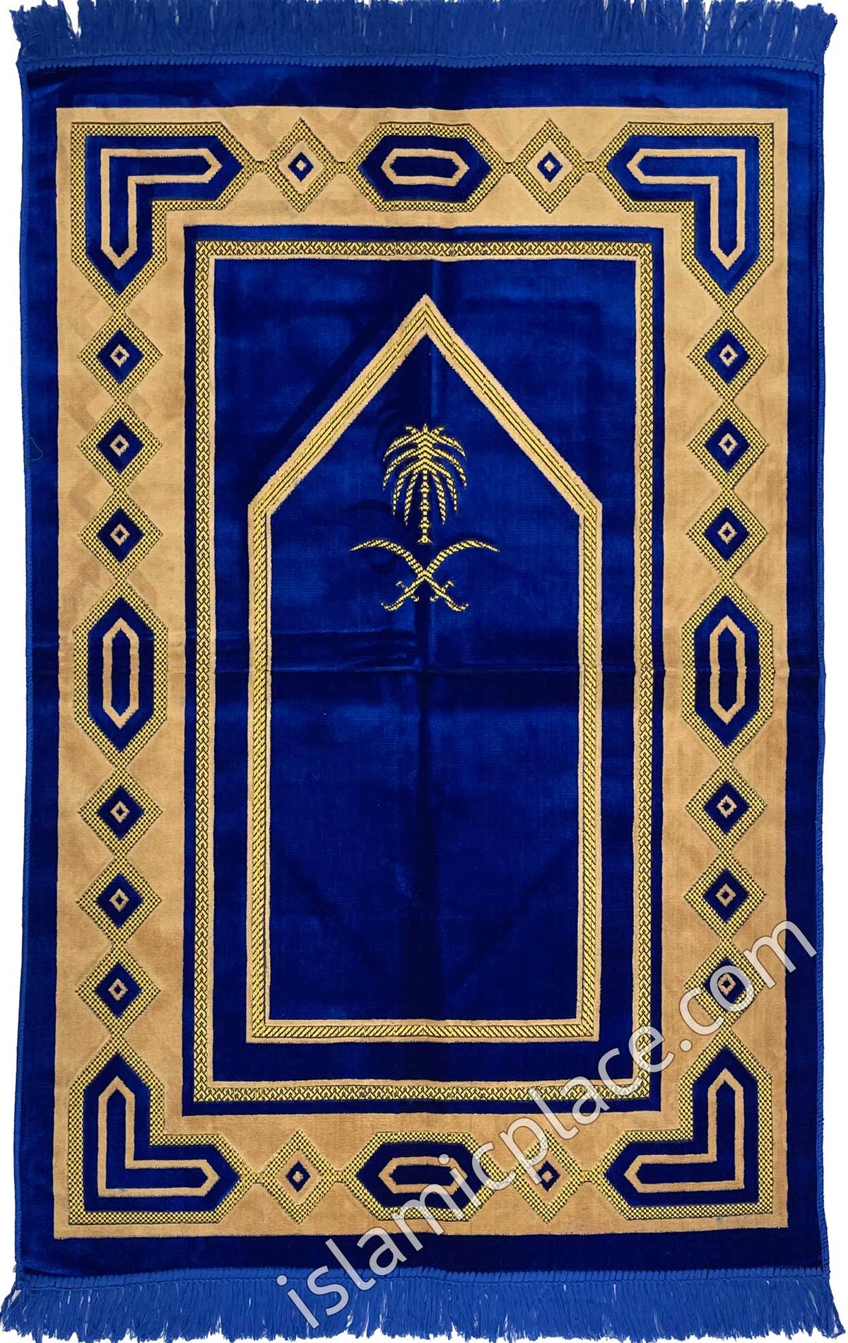 Royal Blue Prayer Rug with Saudi Design (Big &amp; Tall size)