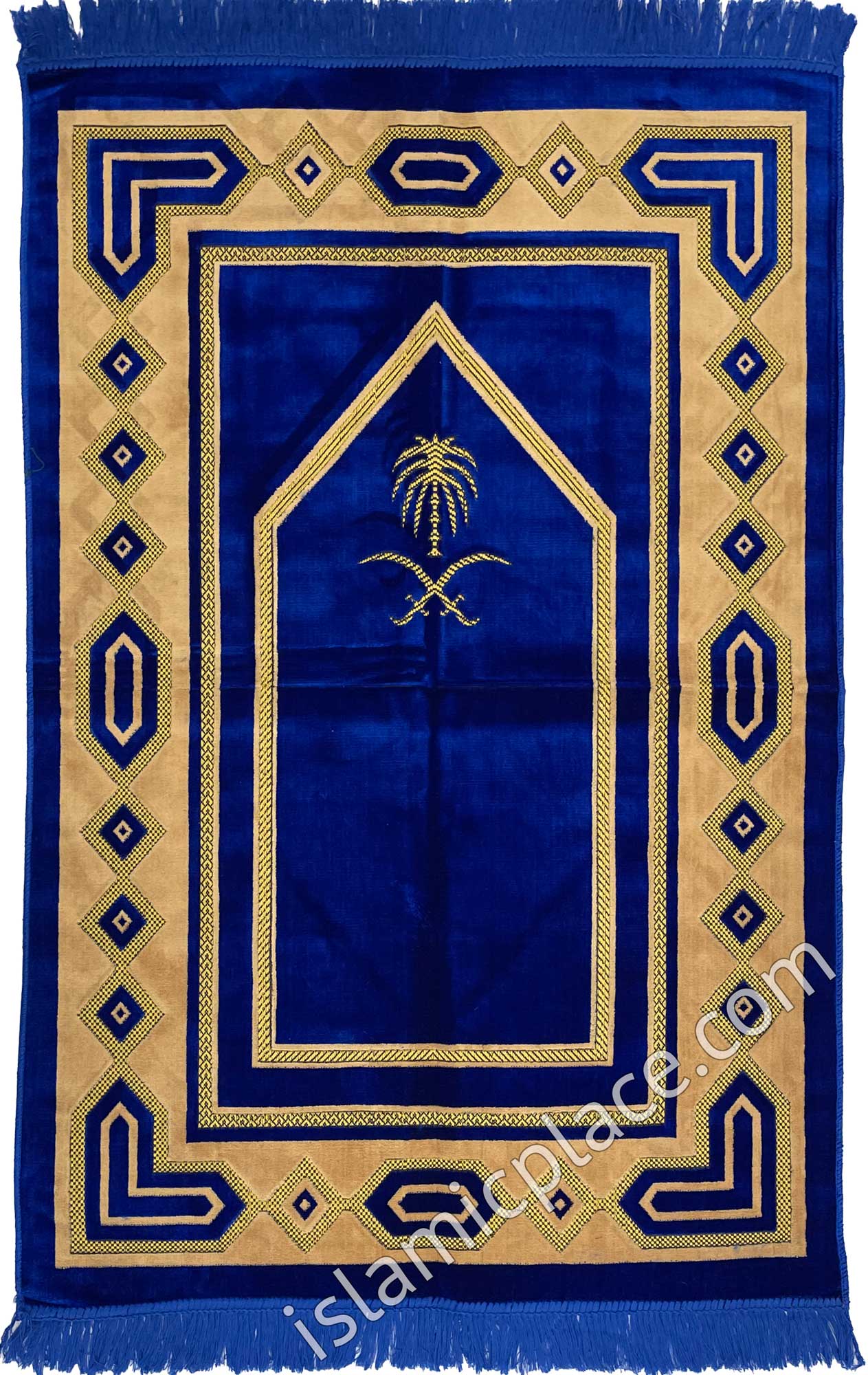 Royal Blue Prayer Rug with Saudi Design (Big & Tall size)