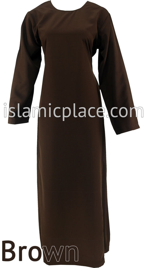 Brown - Girl's Basics Plain Abaya by BintQ