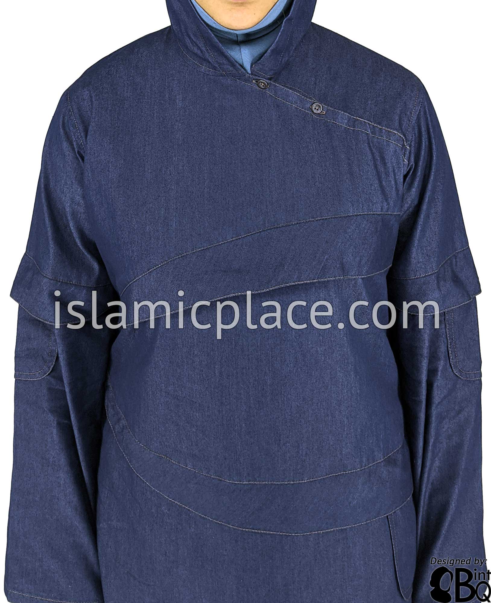 Blue Denim - Yasmeen Stylish Hoodie Abaya by BintQ - BQ240