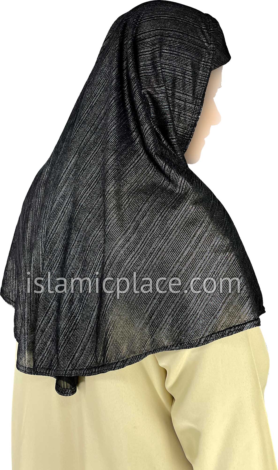 Black & Silver - Metallic Teen to Adult (Large) Hijab Al-Amira (1-piece style)