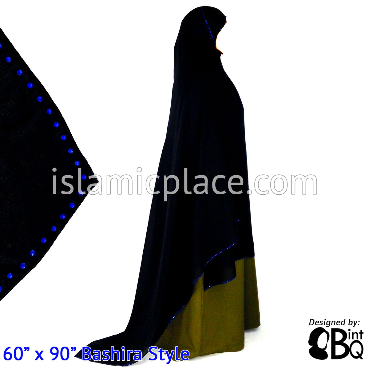 Blue Stones Shayla Bashira Style Long Rectangle Hijab 60&quot;x90&quot;