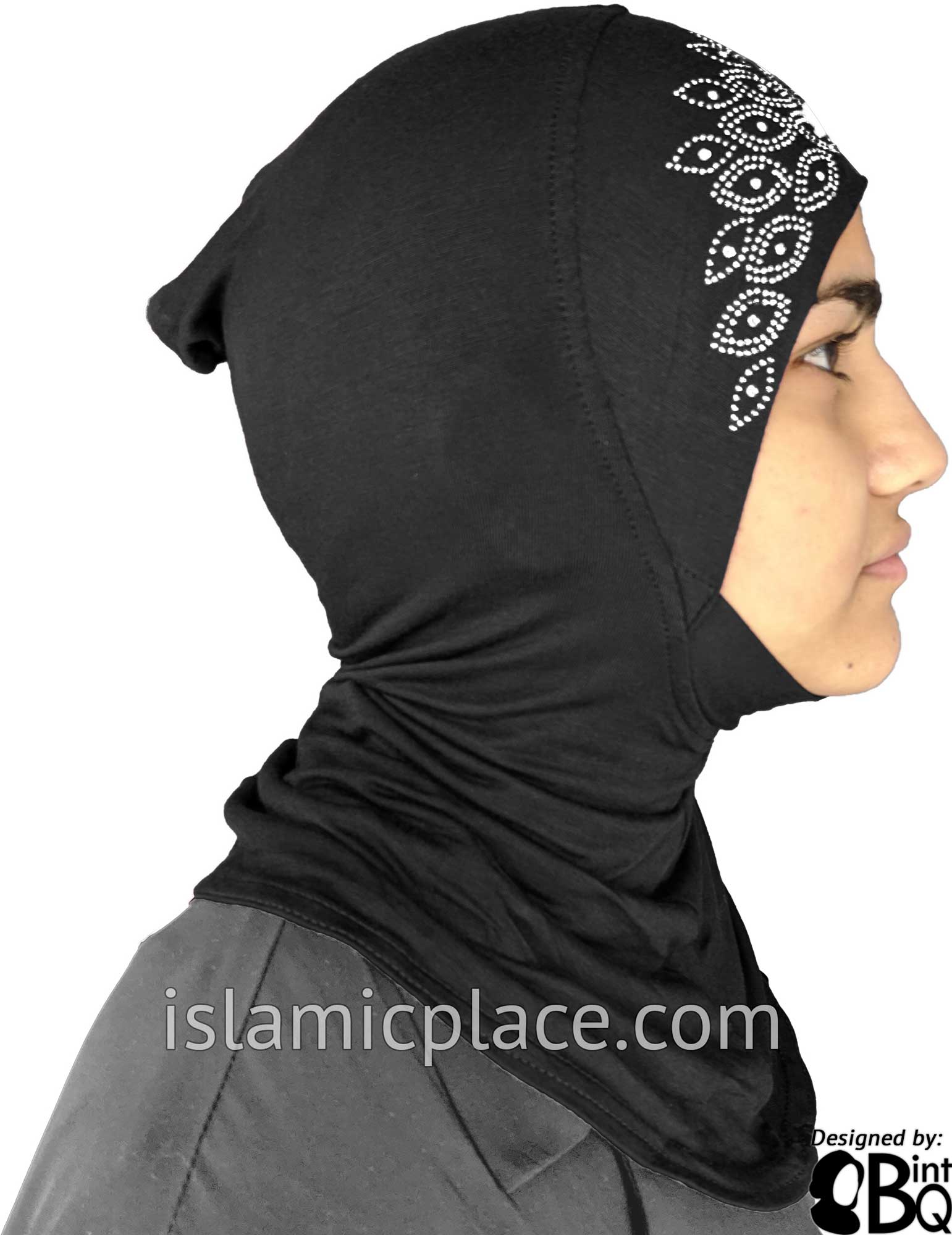 Black with Silver - Ninja Underscarf with Silver Rhinestones