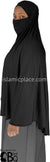 Black - Plain Overhead Khimar - Extra Long Knee Length