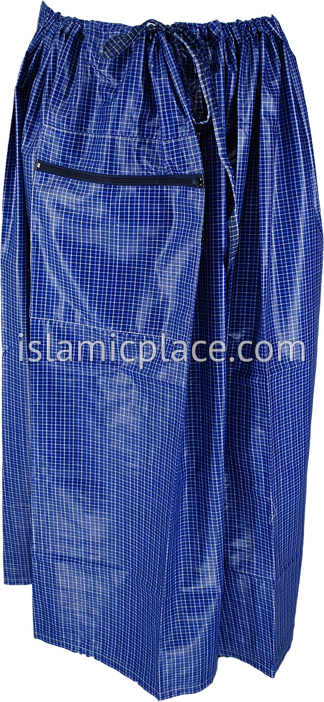 Navy, White (Glossy Fabric) - Plaid Design Men Lungi Izar