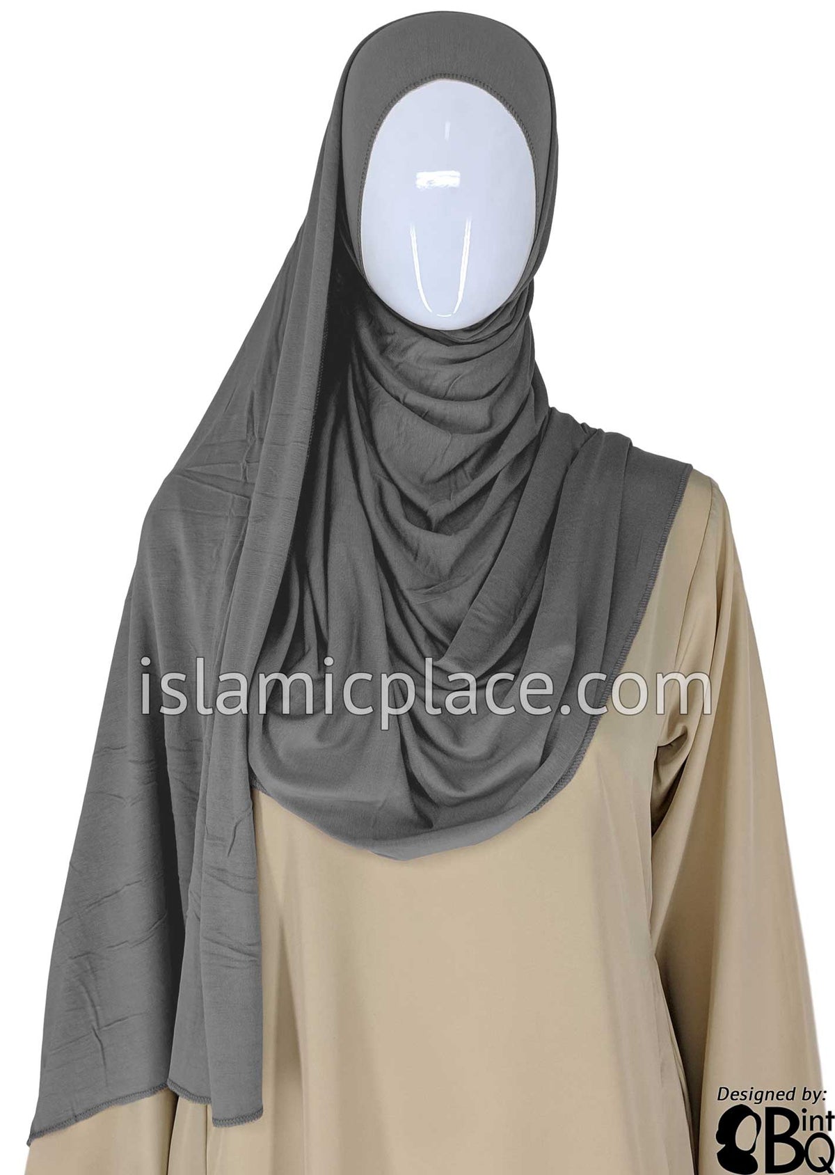 Charcoal Gray Plain - Jamila Jersey Shayla Long Rectangle Hijab 30&quot;x70&quot;