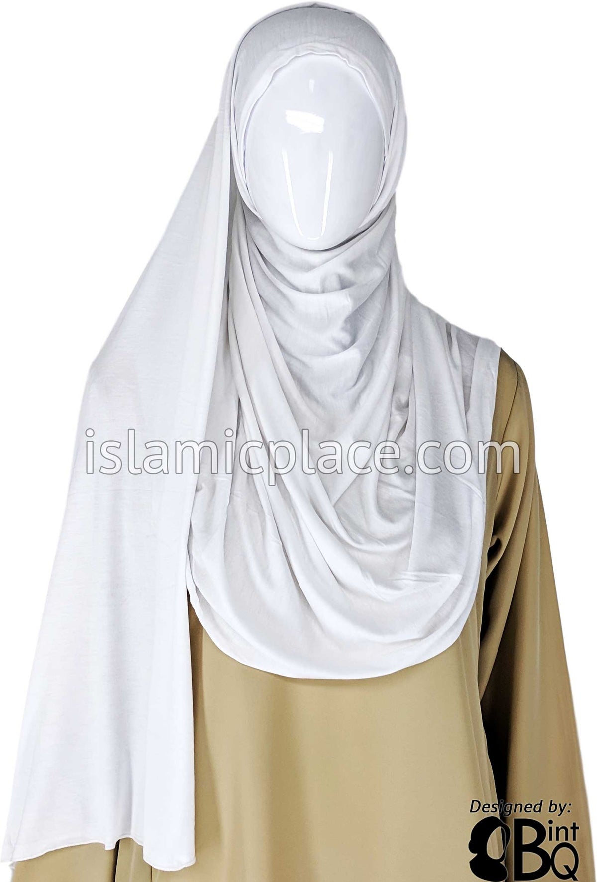 White Plain - Jamila Jersey Shayla Long Rectangle Hijab 30&quot;x70&quot;