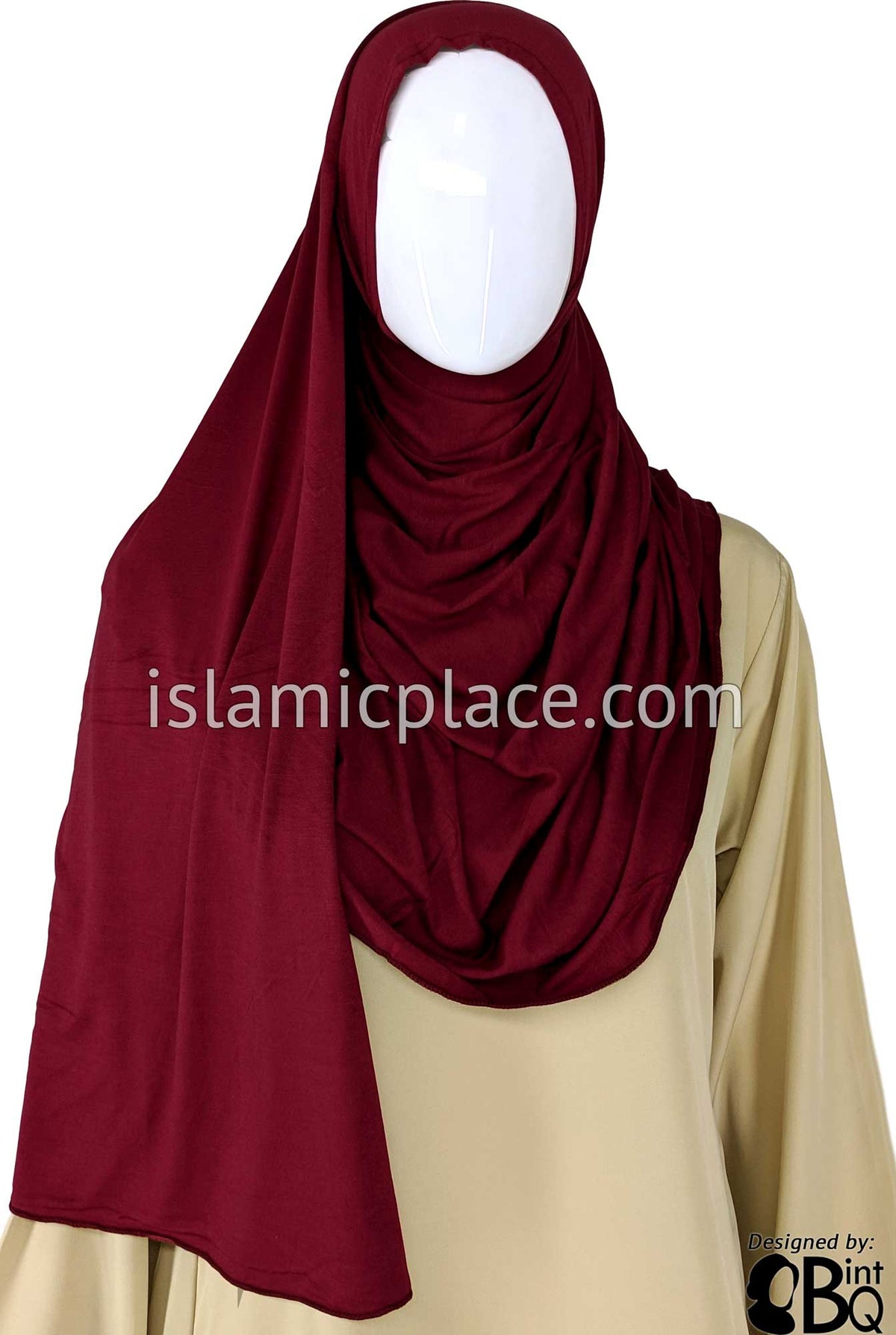 Burgundy Plain - Jamila Jersey Shayla Long Rectangle Hijab 30&quot;x70&quot;