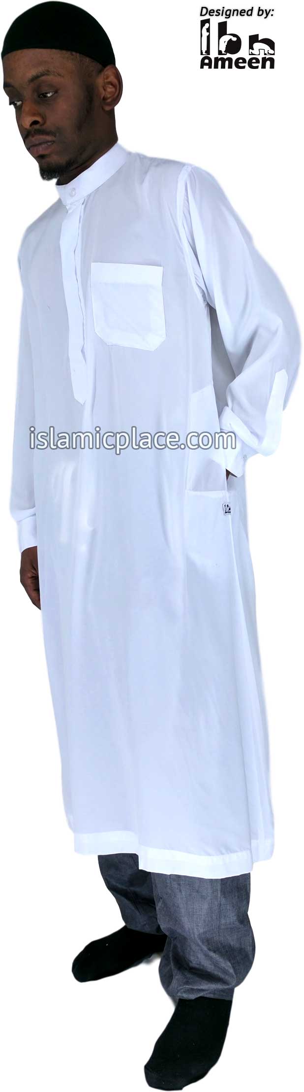 White - Men Saudi Ad-Daffah LT Thob by Ibn Ameen - IA3