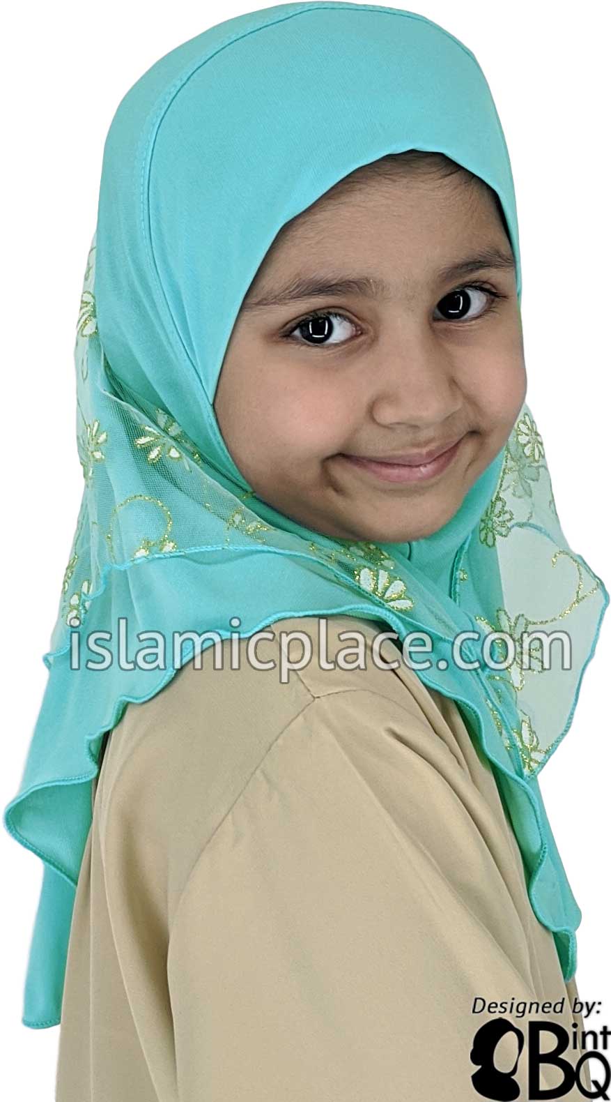 Aqua - Daisy Sketch Hijab Al-Amira - Girl size (1-piece) - Design 2