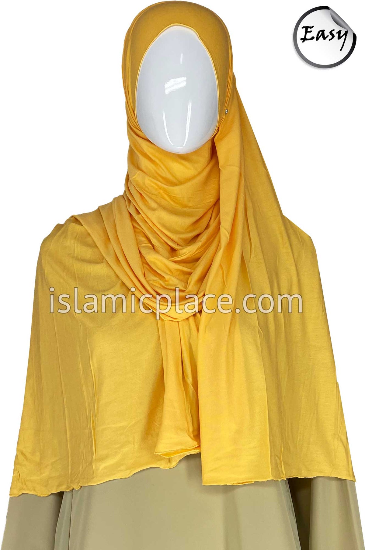 Golden Sand Plain - Easy Aisha Jersey Shayla Long Rectangle Hijab 30&quot;x70&quot;