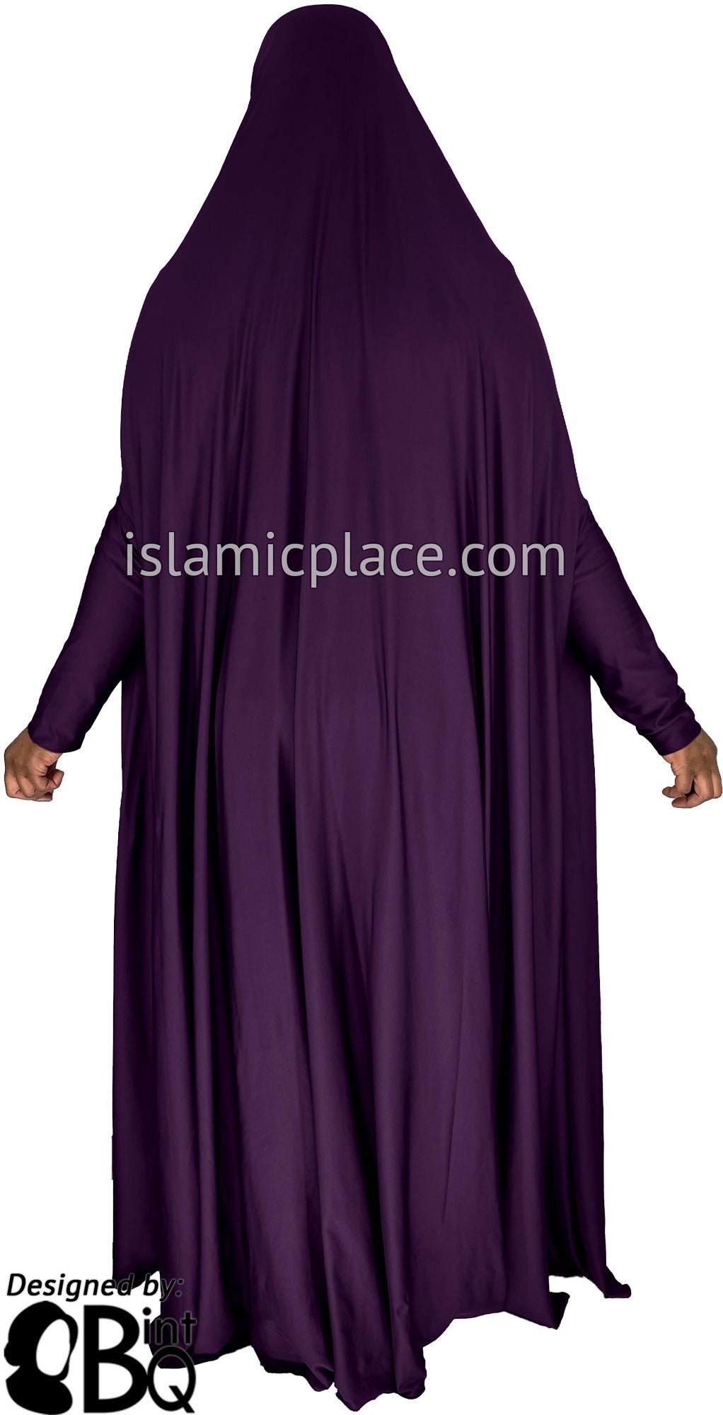 Plum - Plain Overhead Abaya with Cuffs