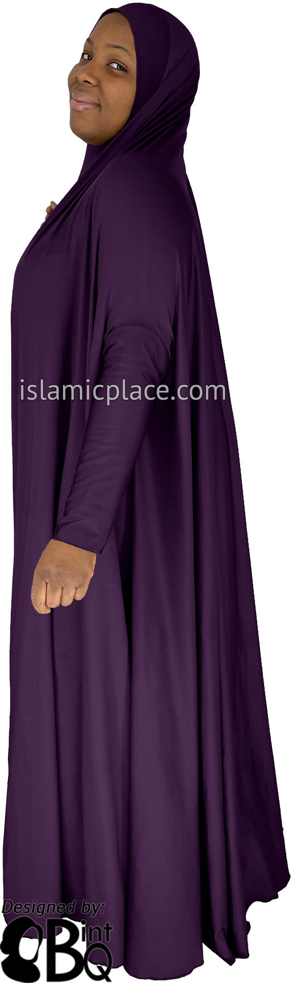 Plum - Plain Overhead Abaya with Cuffs