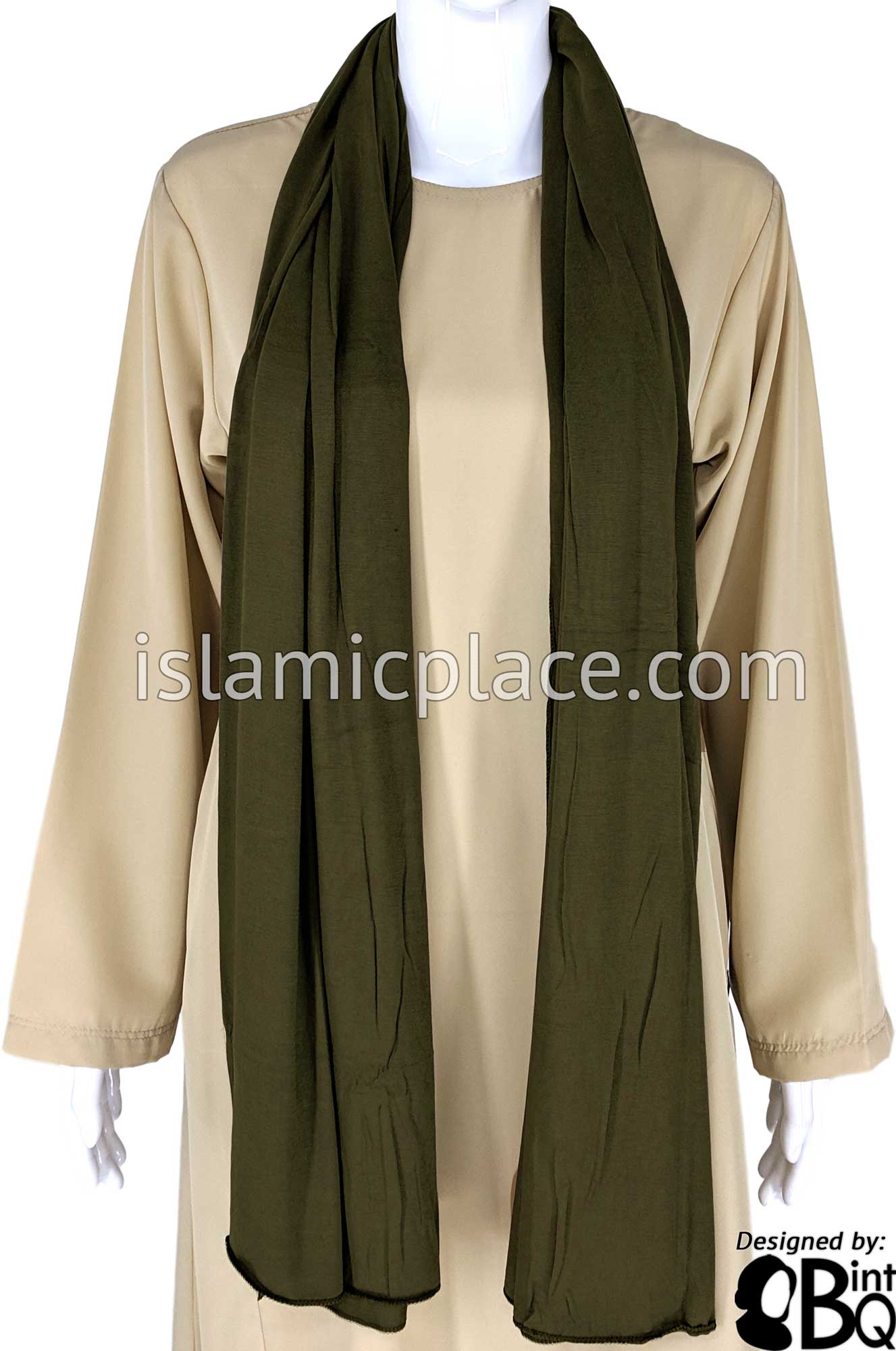 Olive Green Plain - Jamila Jersey Shayla Long Rectangle Hijab 30"x70"