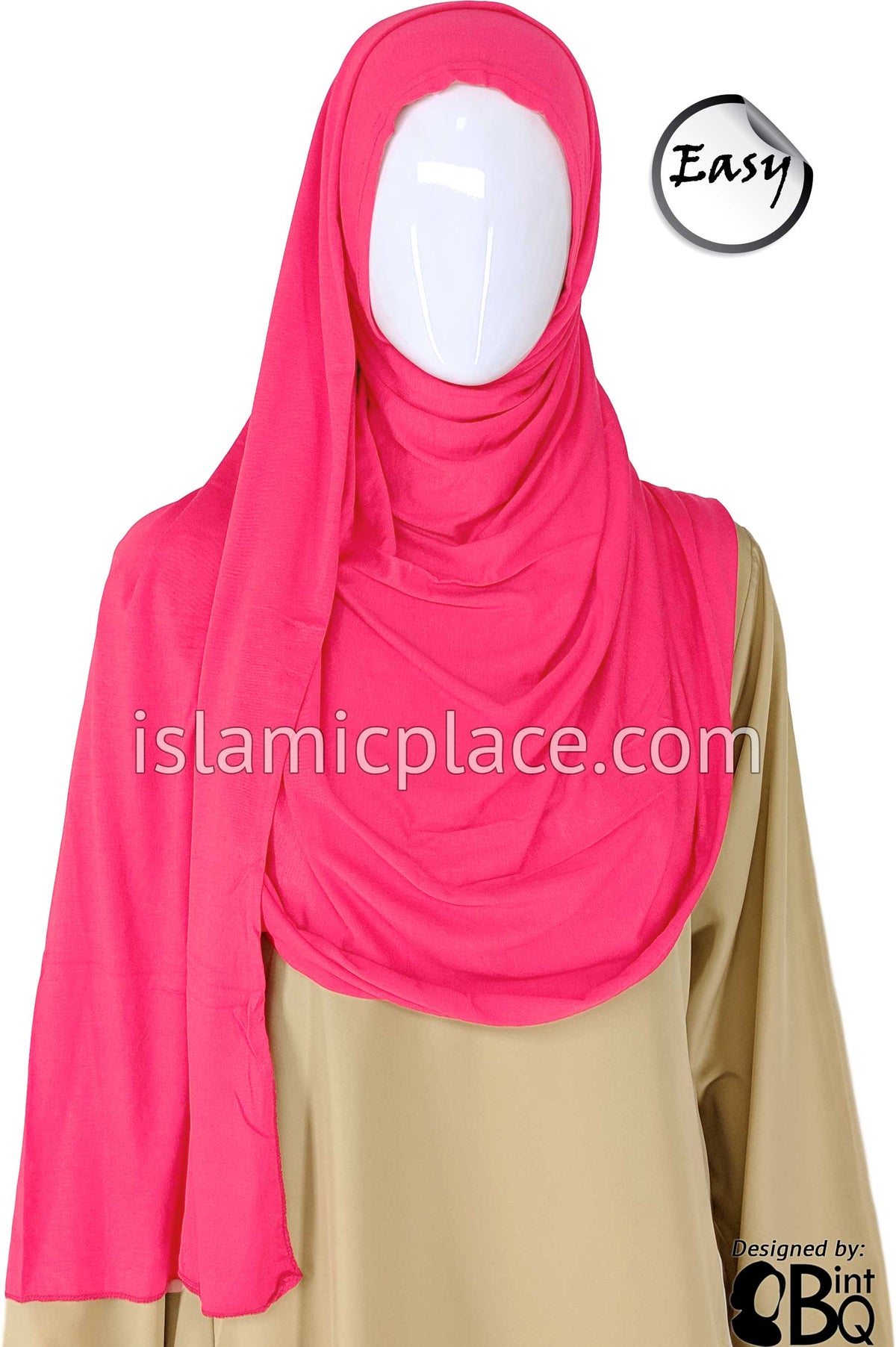 Fuchsia Pink Plain - Easy Aisha Jersey Shayla Long Rectangle Hijab 30&quot;x70&quot;