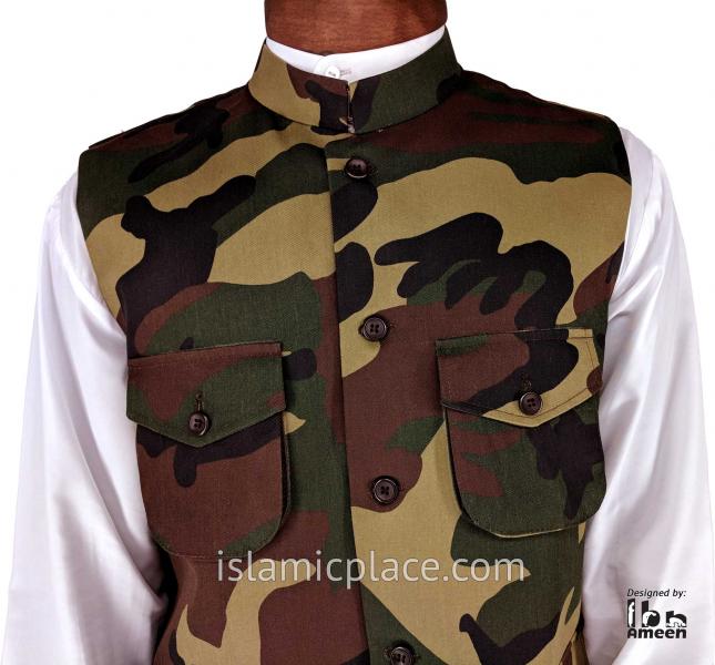 Army Green Charcoal Camouflage Pattern Printed on  