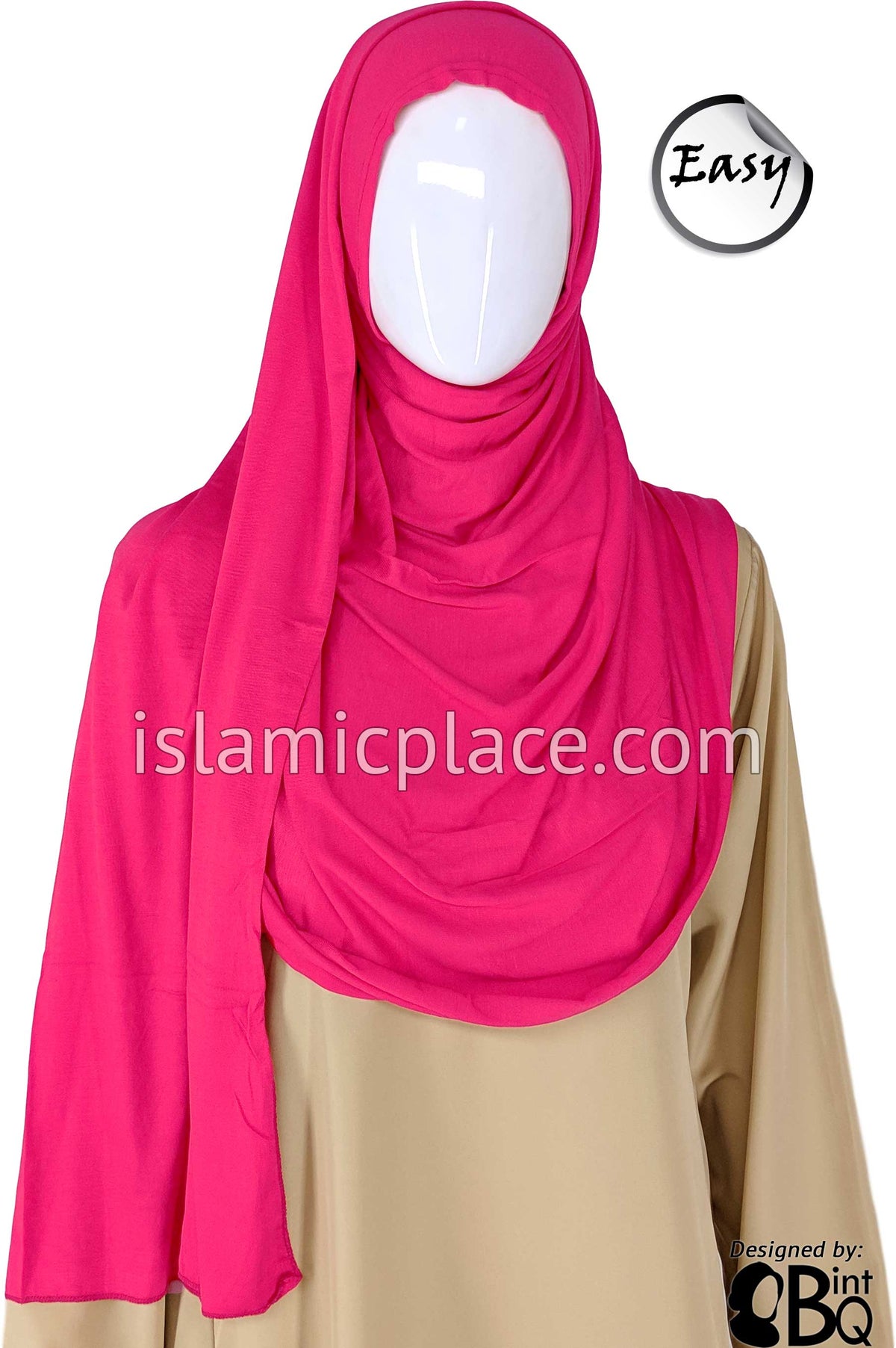 Neon Pink Plain - Easy Aisha Jersey Shayla Long Rectangle Hijab 30&quot;x70&quot;