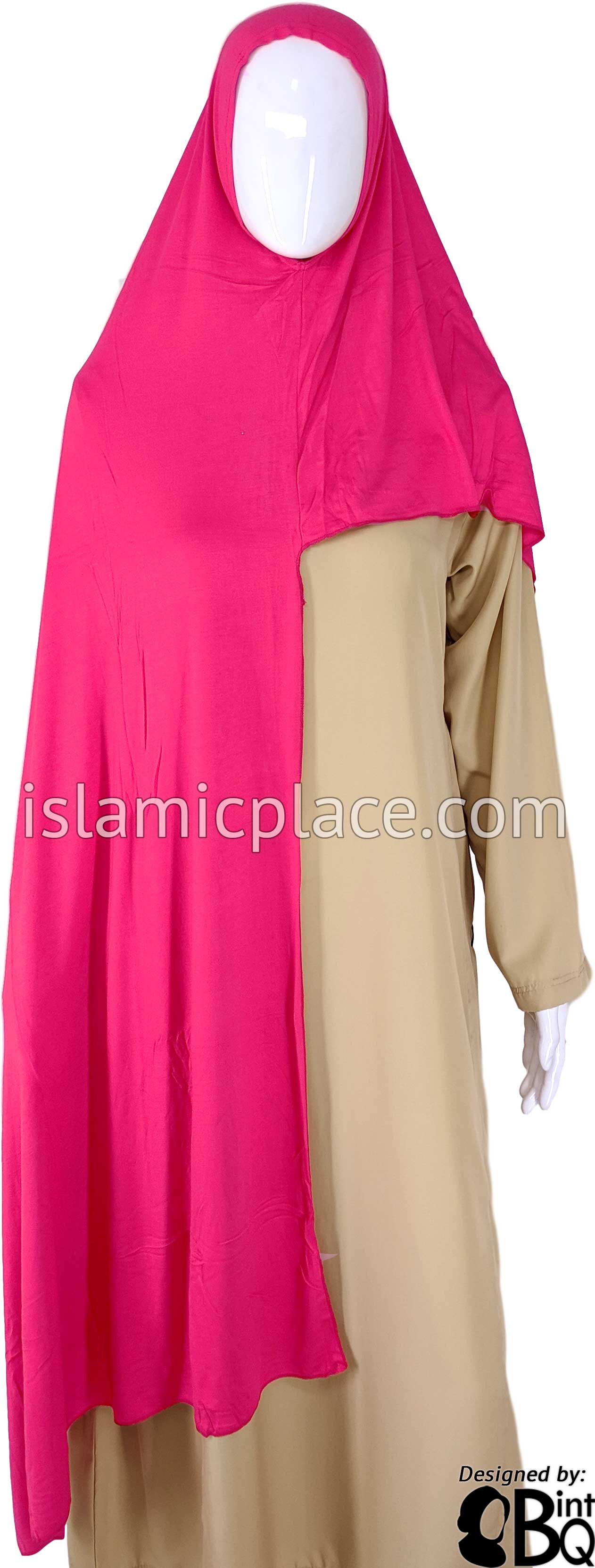 Neon Pink Plain - Easy Aisha Jersey Shayla Long Rectangle Hijab 30"x70"