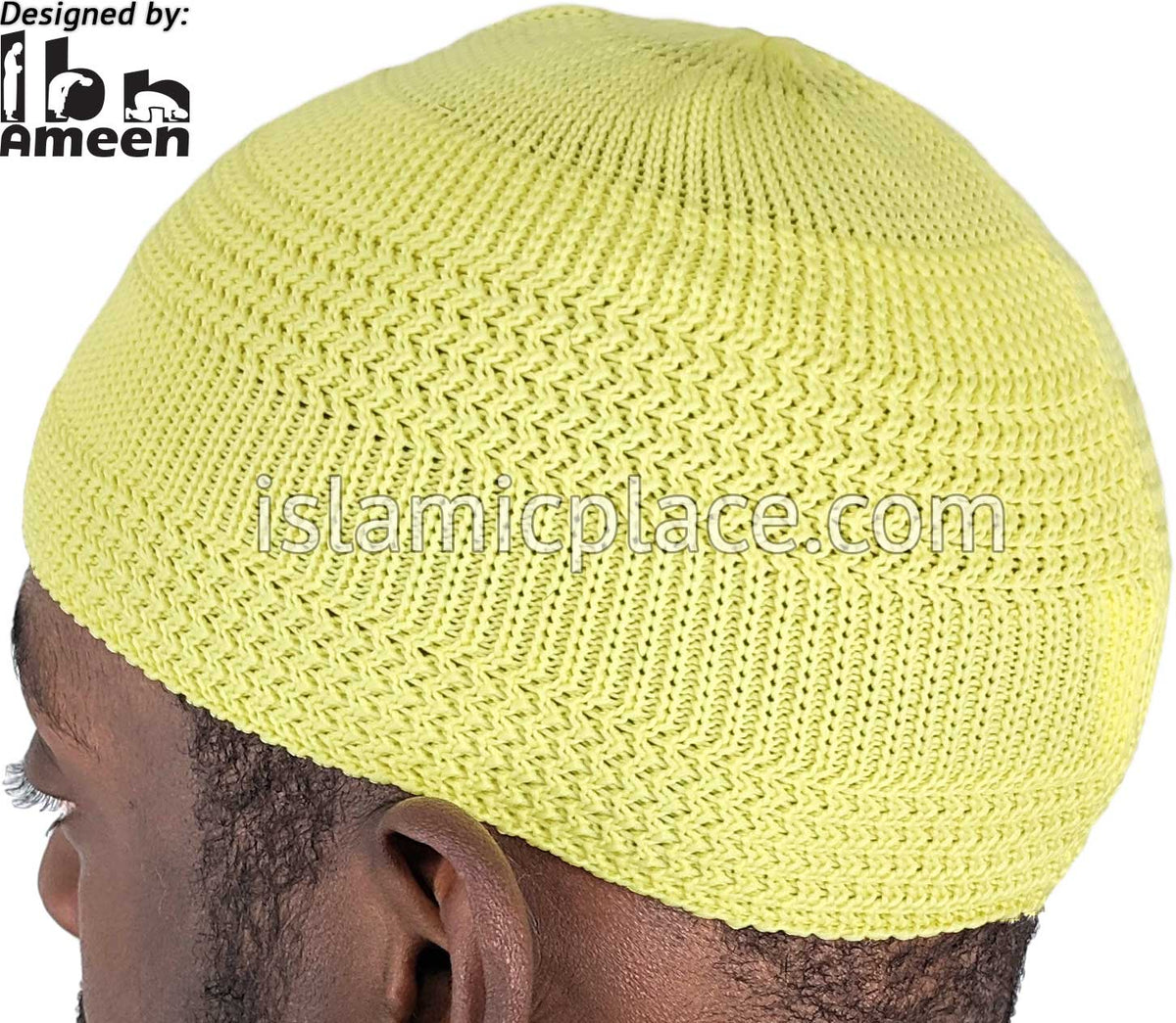 Yellow - Elastic Knitted Plain Simple Kufi