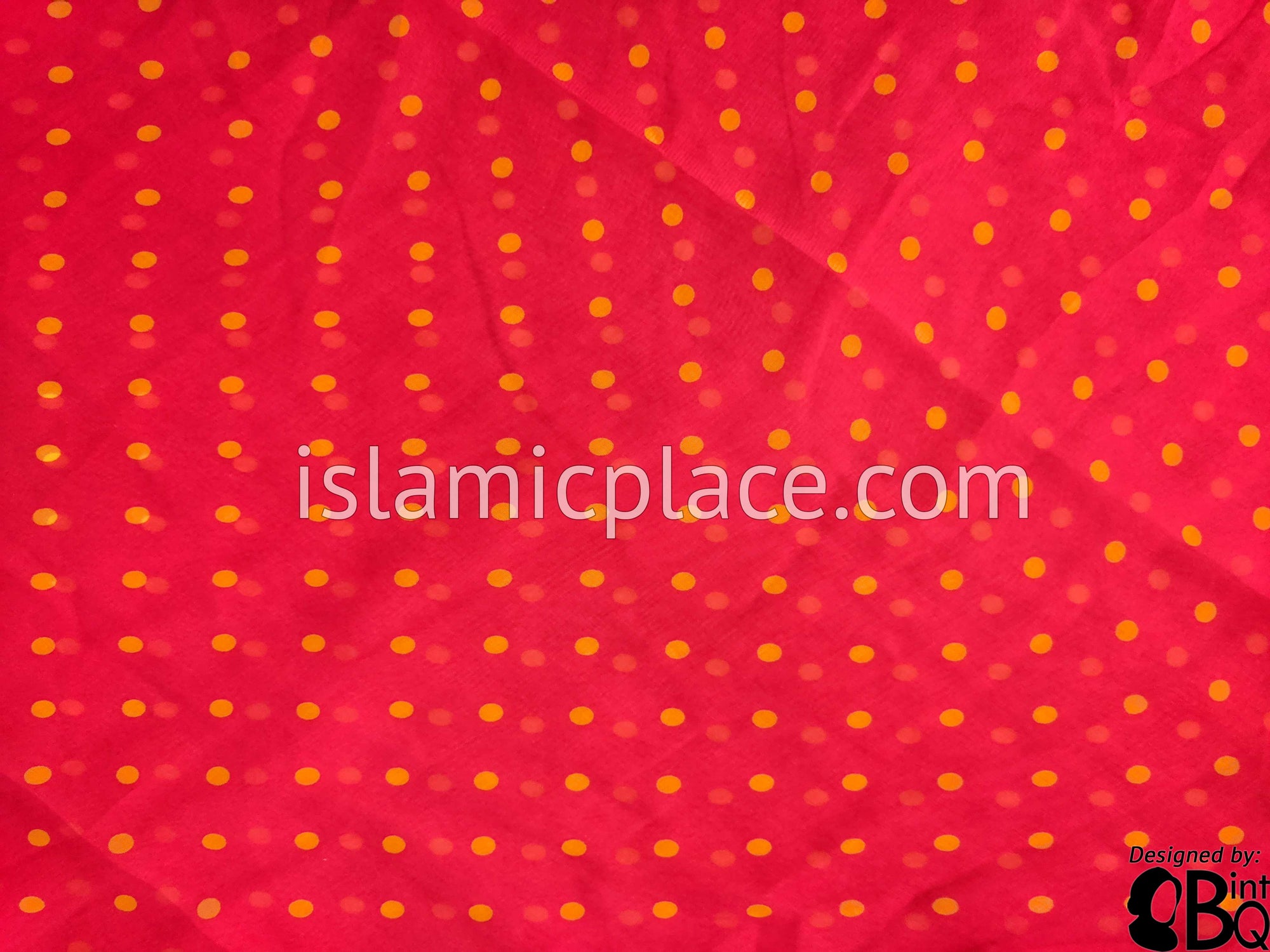 Gold Polka Dots on Passion Fruit - 45" Square Printed Khimar