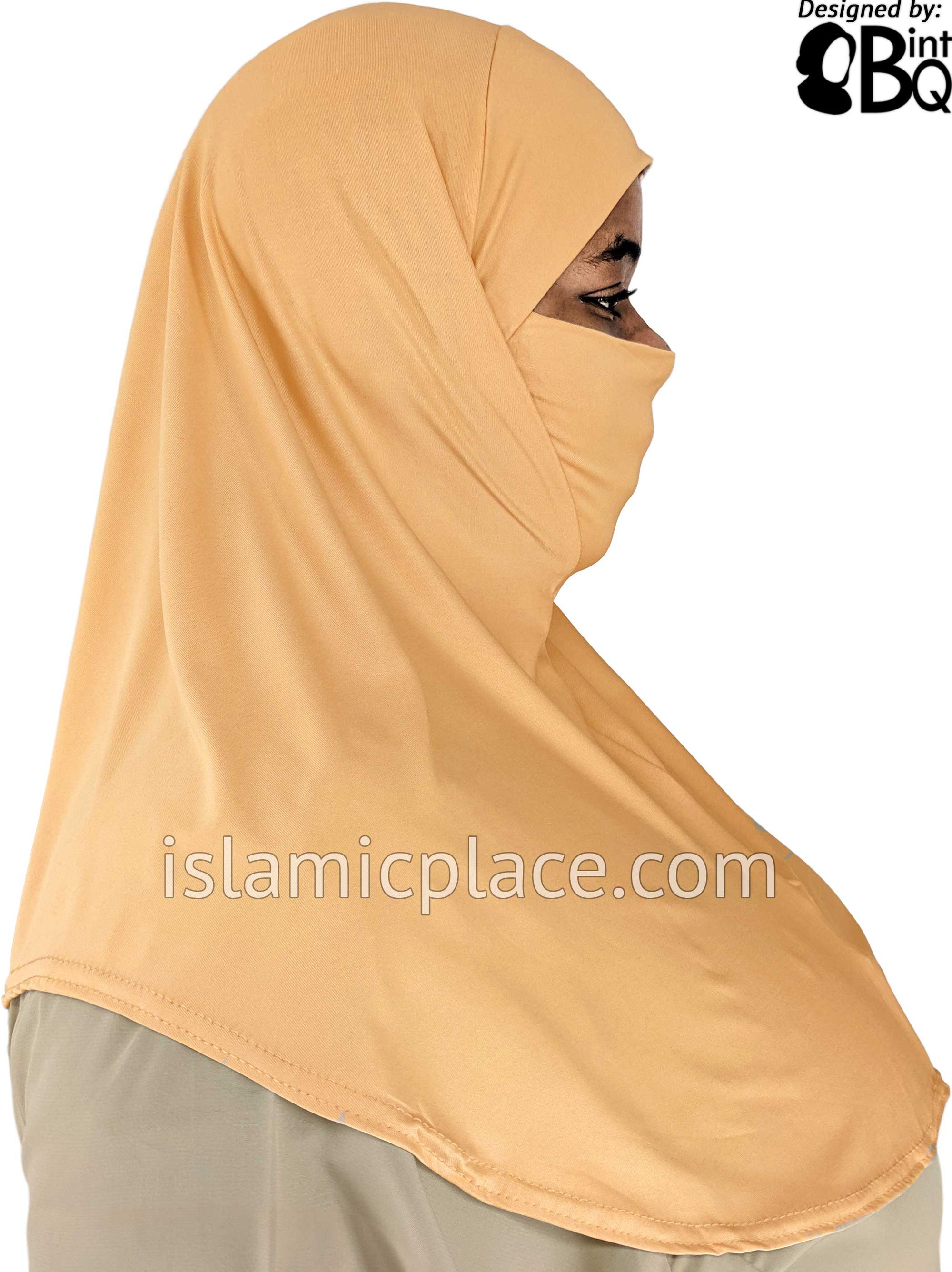 Oatmeal - Plain Teen to Adult (Large) Hijab Al-Amira with Built-in Niqab