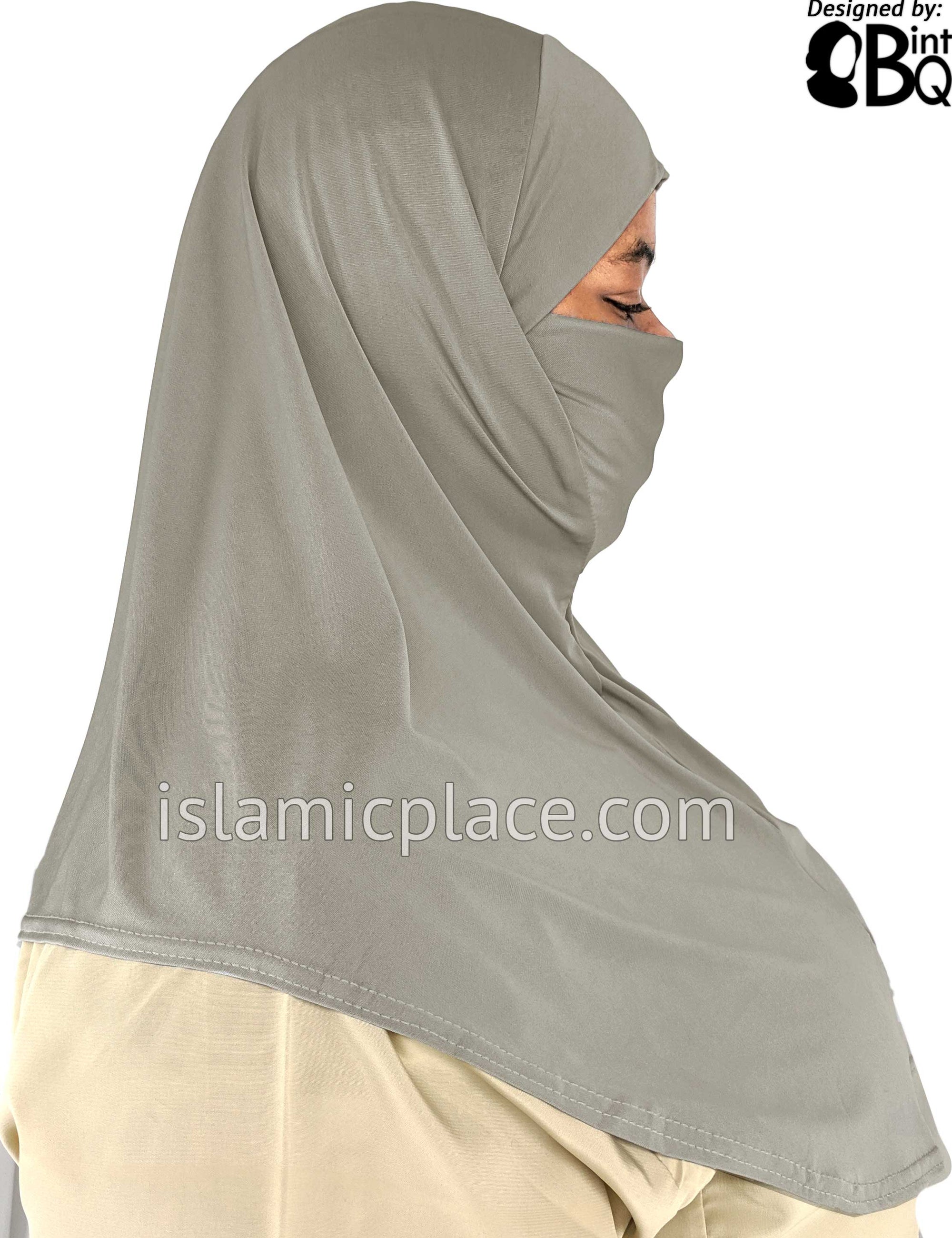 Slate Gray - Plain Teen to Adult (Large) Hijab Al-Amira with Built-in Niqab