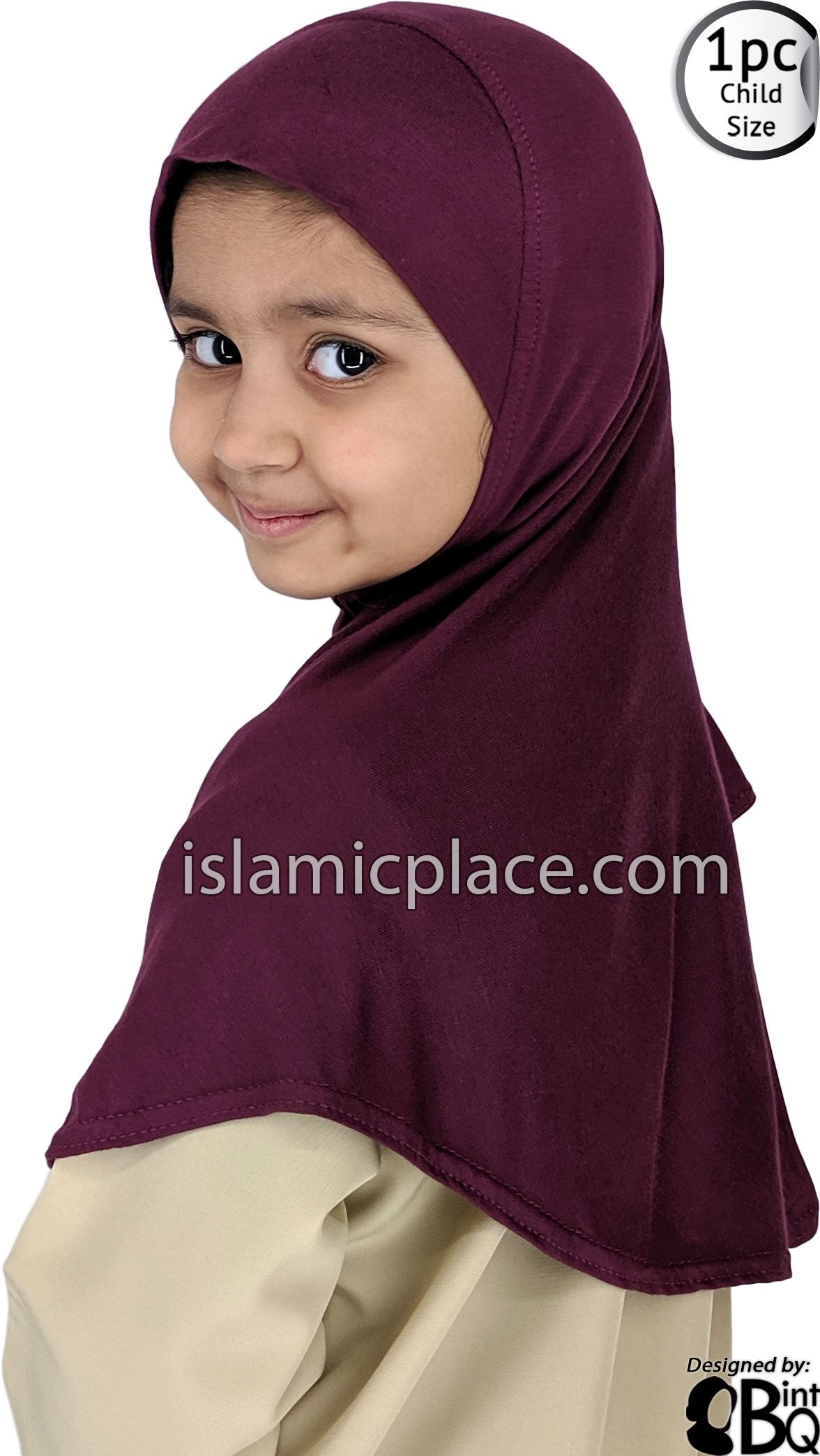 Eggplant - Plain Girl size (1-piece) Hijab Al-Amira