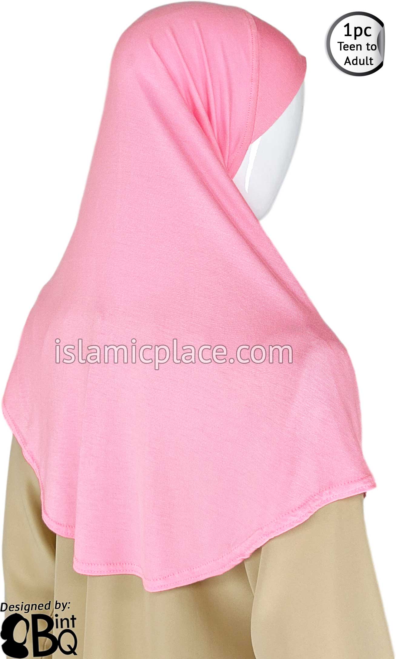 Pink - Plain Teen to Adult (Large) Hijab Al-Amira (1-piece style)