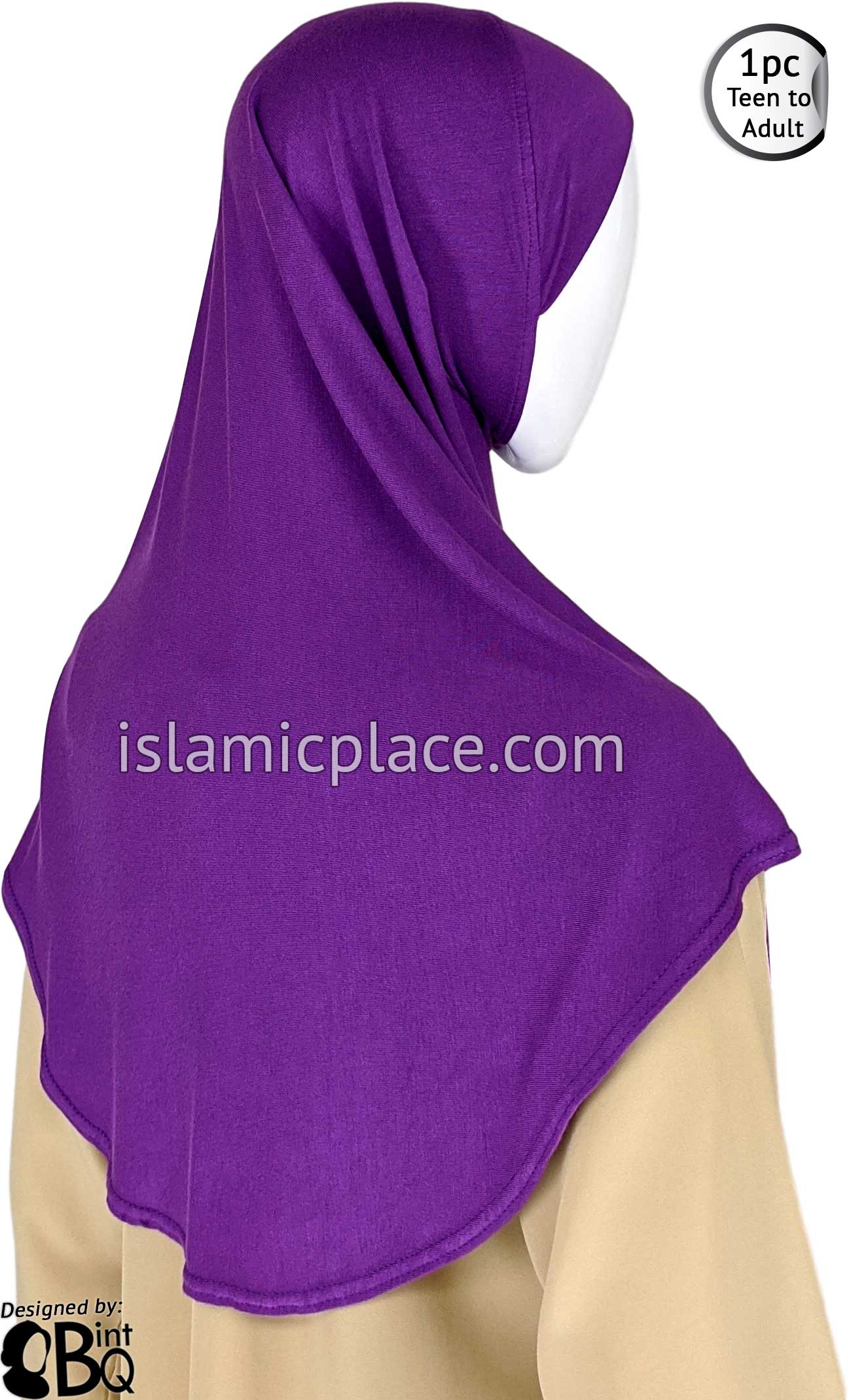 Purple - Plain Teen to Adult (Large) Hijab Al-Amira (1-piece style)