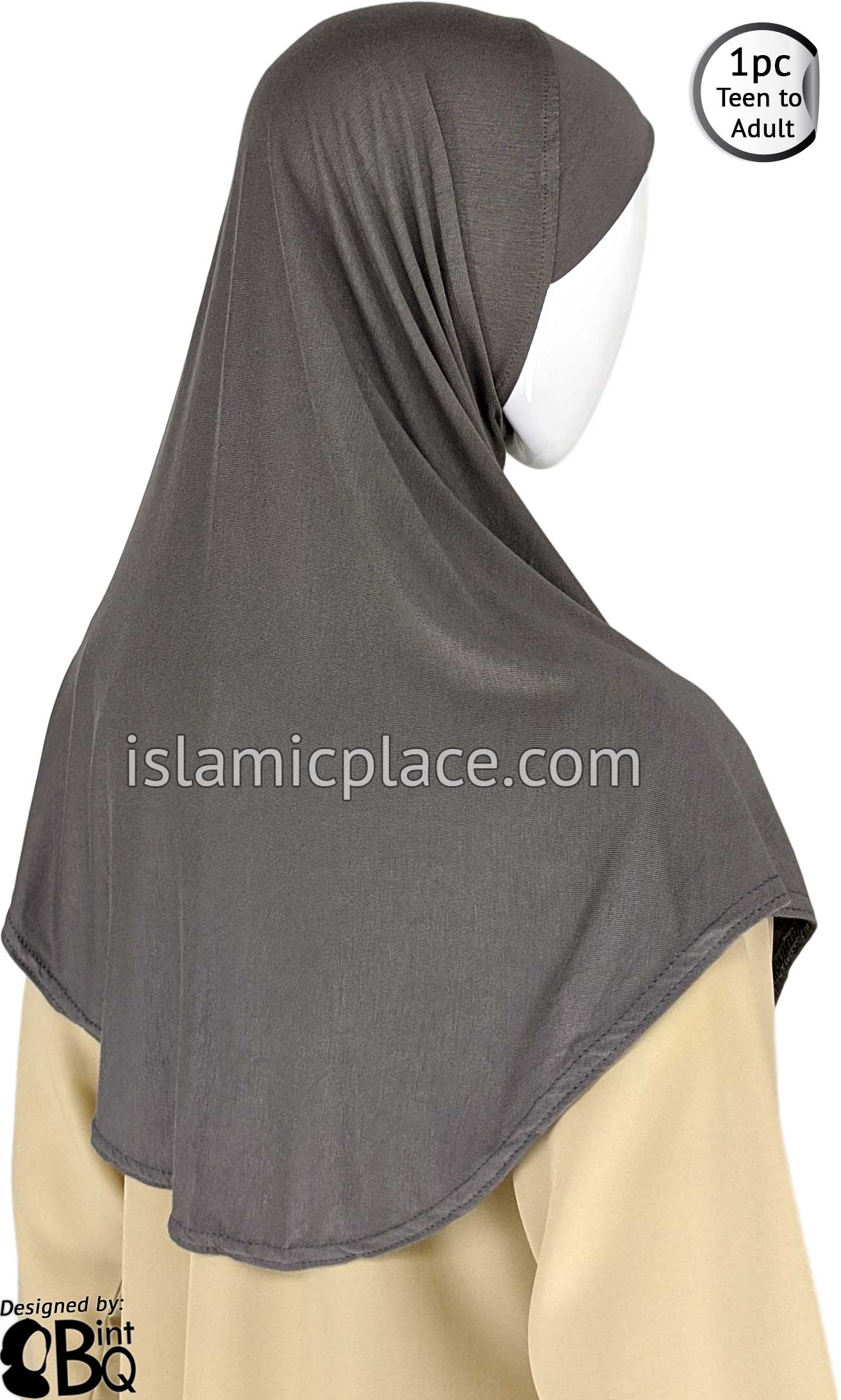 Charcoal Gray - Plain Teen to Adult (Large) Hijab Al-Amira (1-piece style)