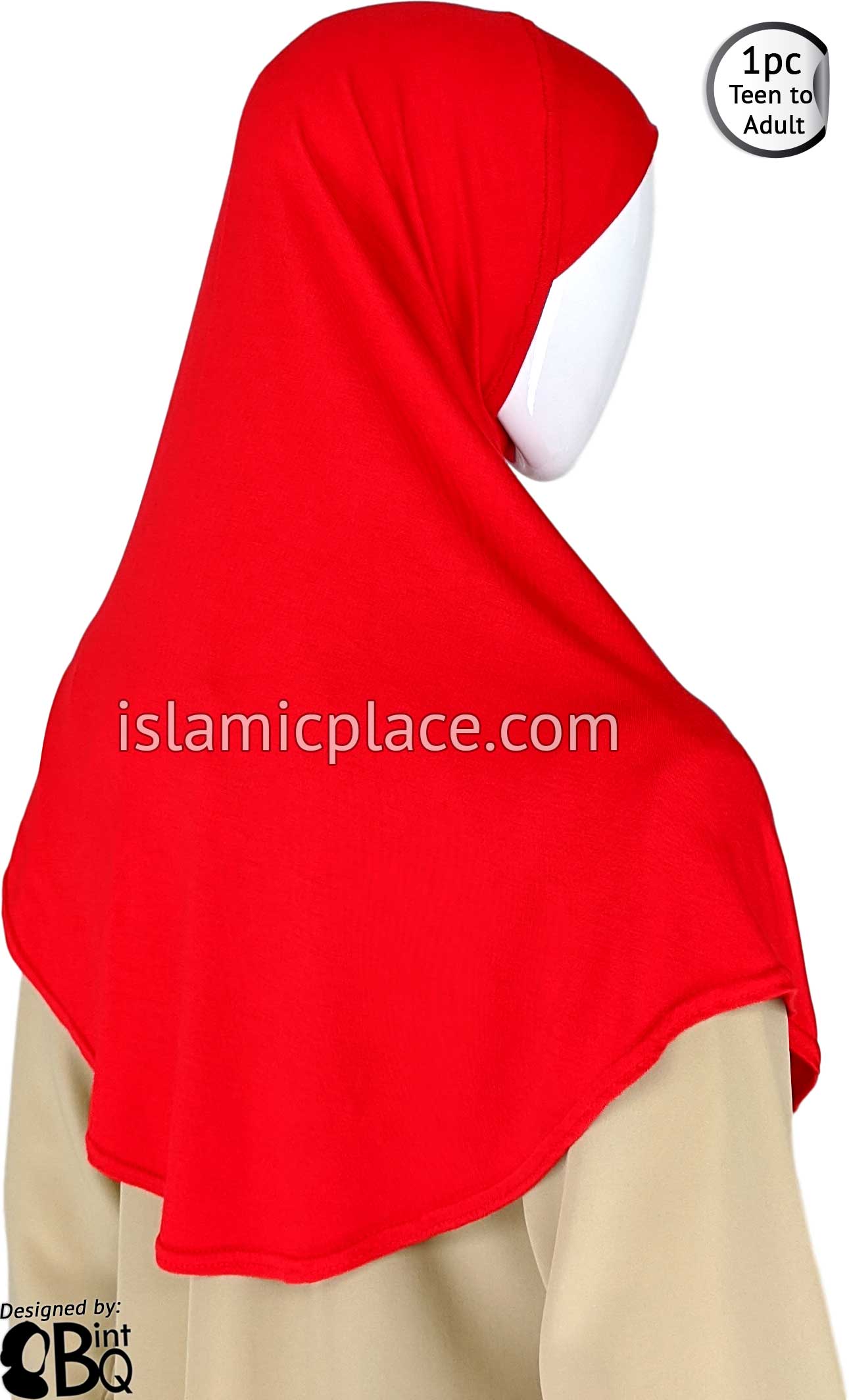 Red - Plain Teen to Adult (Large) Hijab Al-Amira (1-piece style)