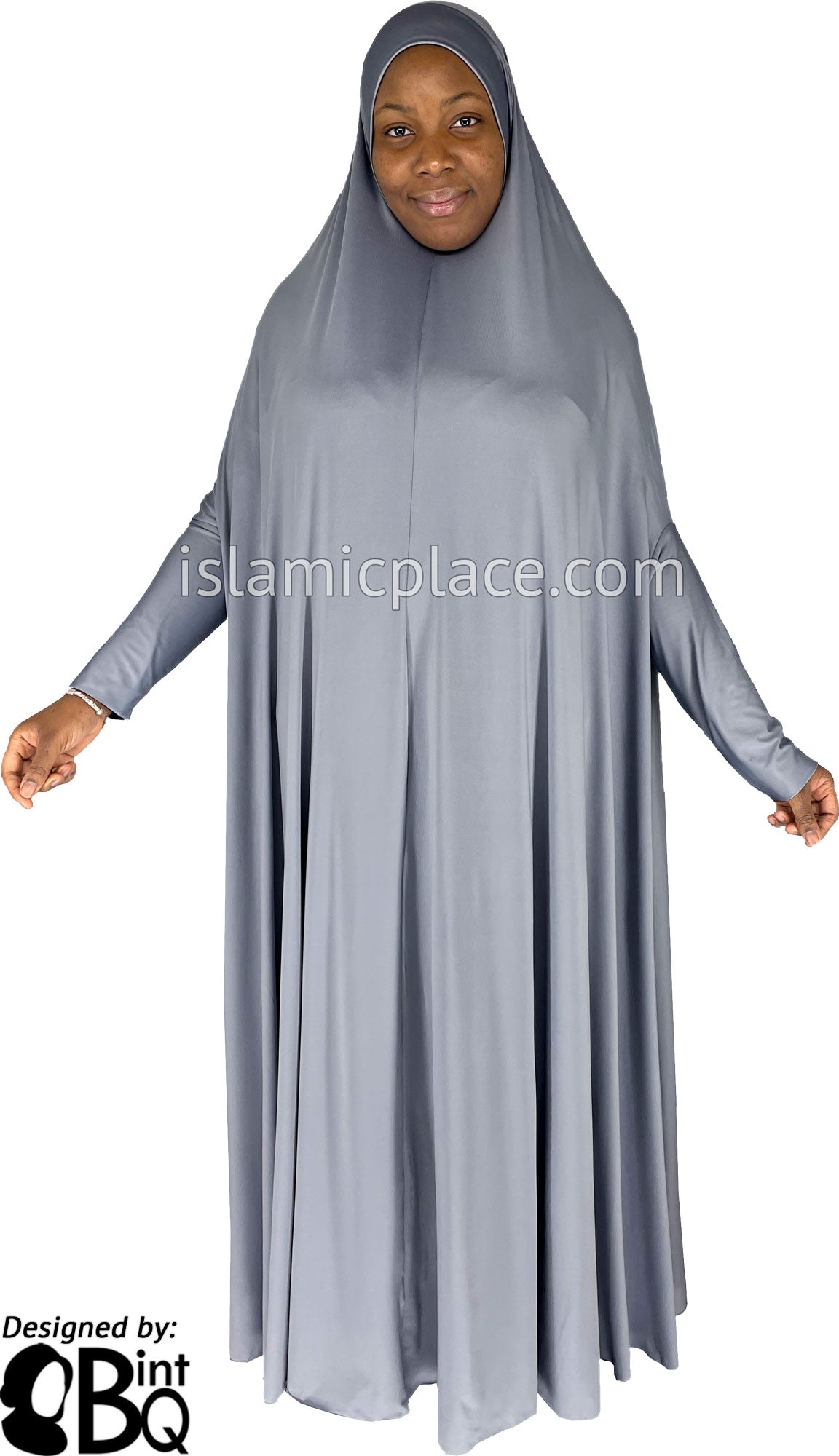 Slate Gray - Plain Overhead Abaya with Cuffs