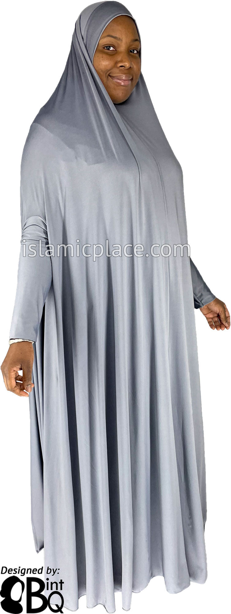 Slate Gray - Plain Overhead Abaya with Cuffs