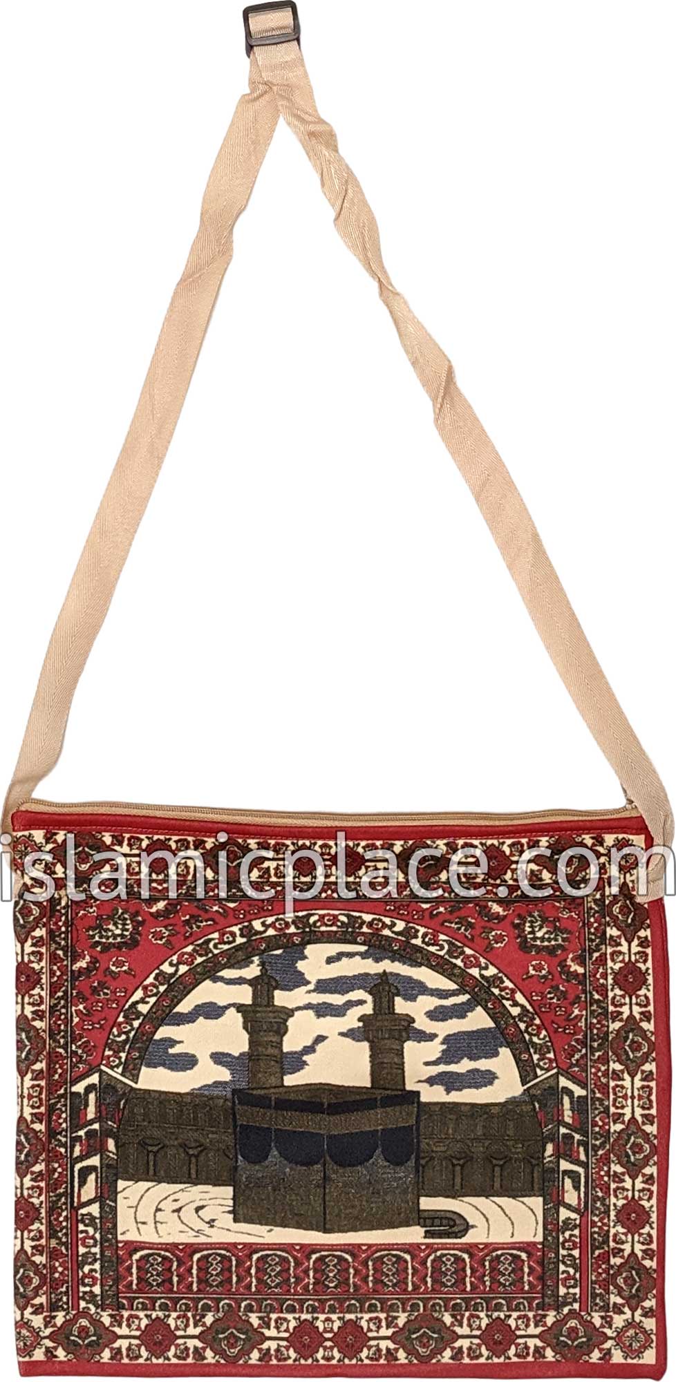 Red - Kaba Design Prayer Rug with Matching Zipper Carrying Bag