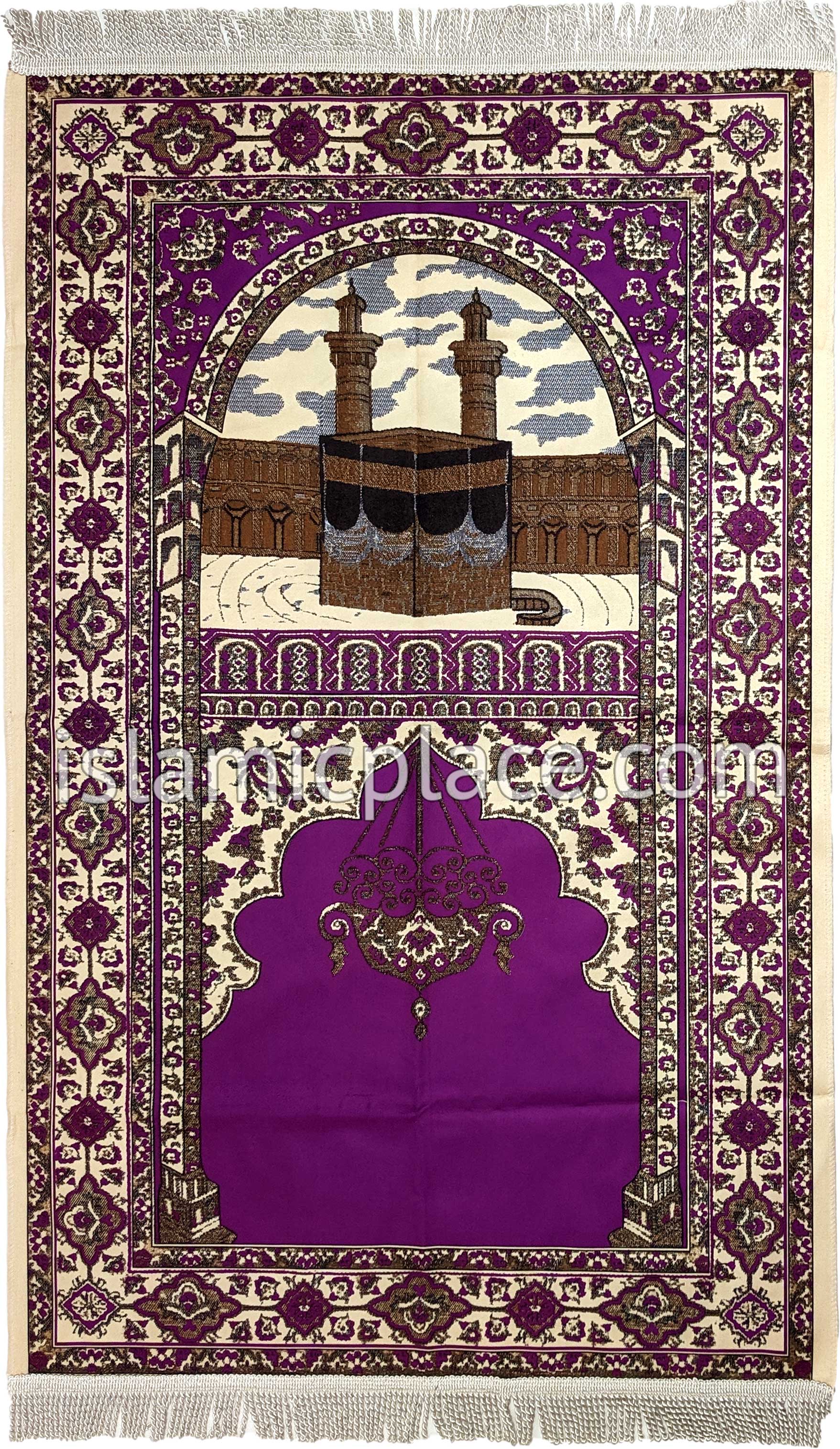 Purple - Kaba Design Prayer Rug with Matching Zipper Carrying Bag