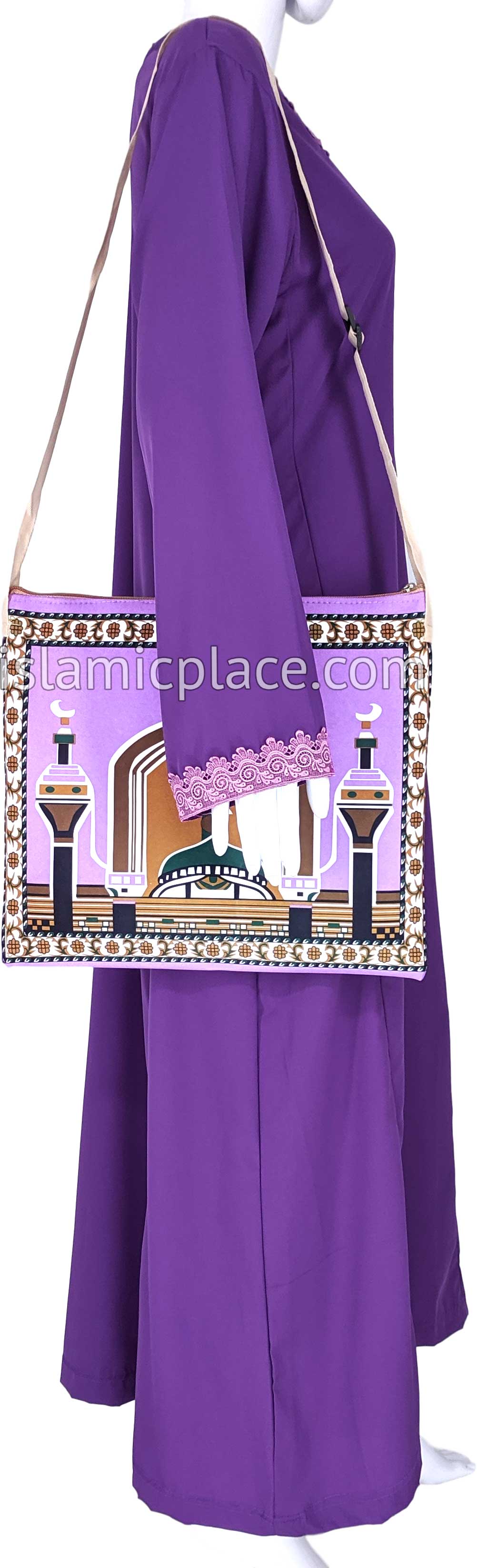 Lavender - Contemporary Masjid Design Prayer Rug with Matching Zipper Carrying Bag