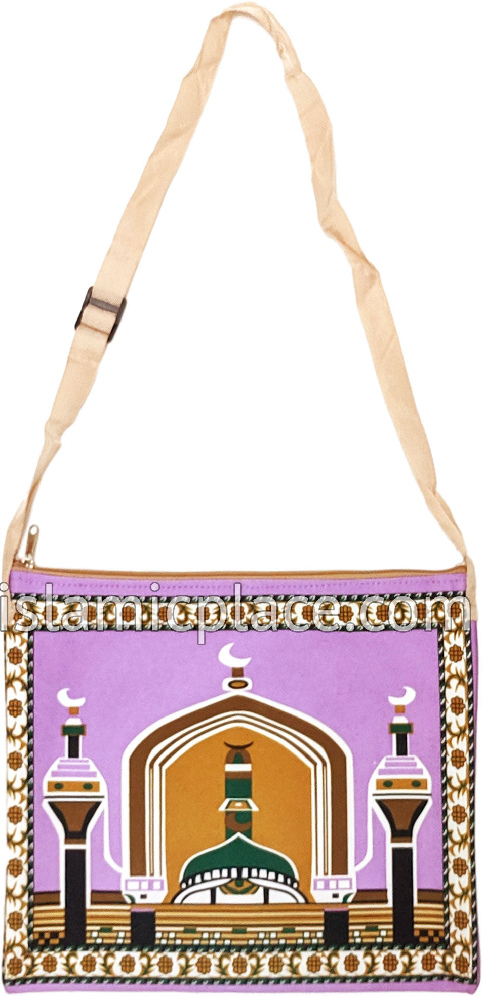 Lavender - Contemporary Masjid Design Prayer Rug with Matching Zipper Carrying Bag