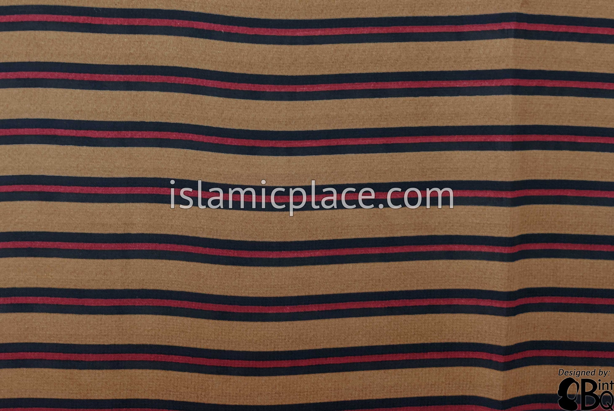 Black And Red Lines on Brown Background - 45" Square Printed Khimar