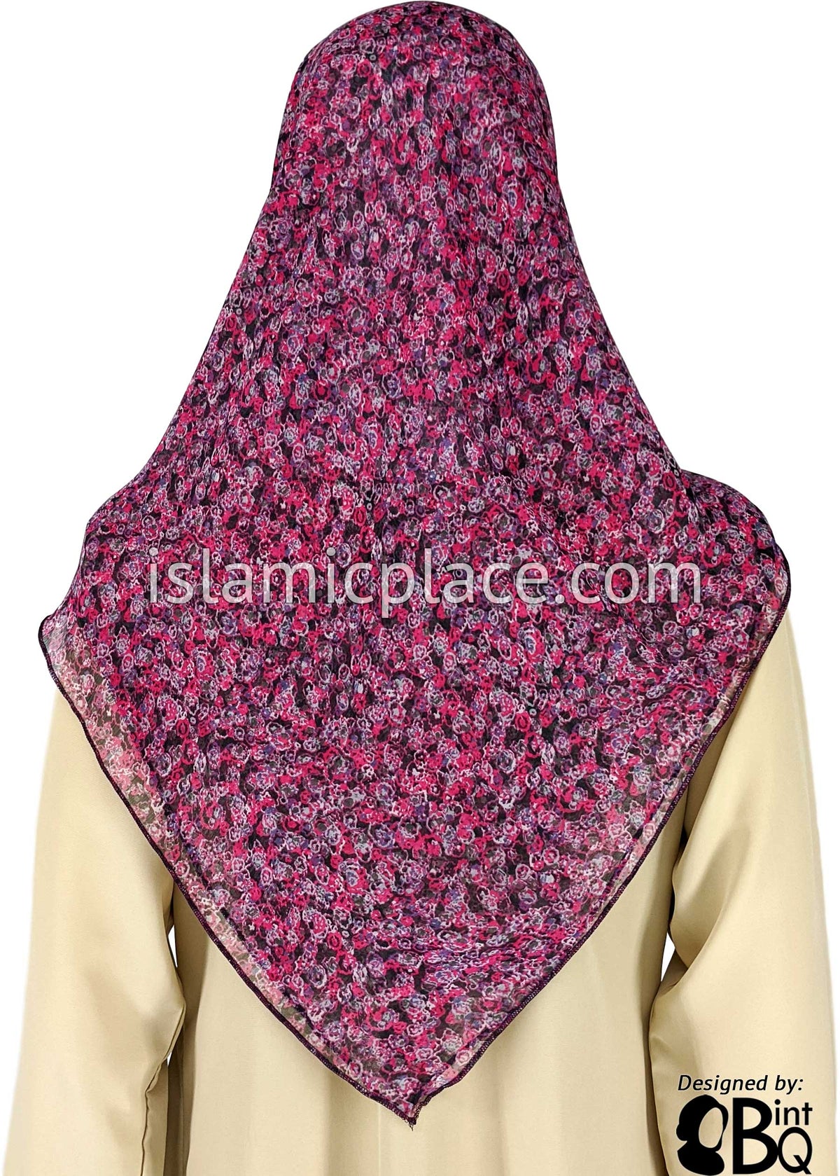 Pink, Black, Gray, And Blue Sprayed On Design - 45&quot; Square Printed Khimar