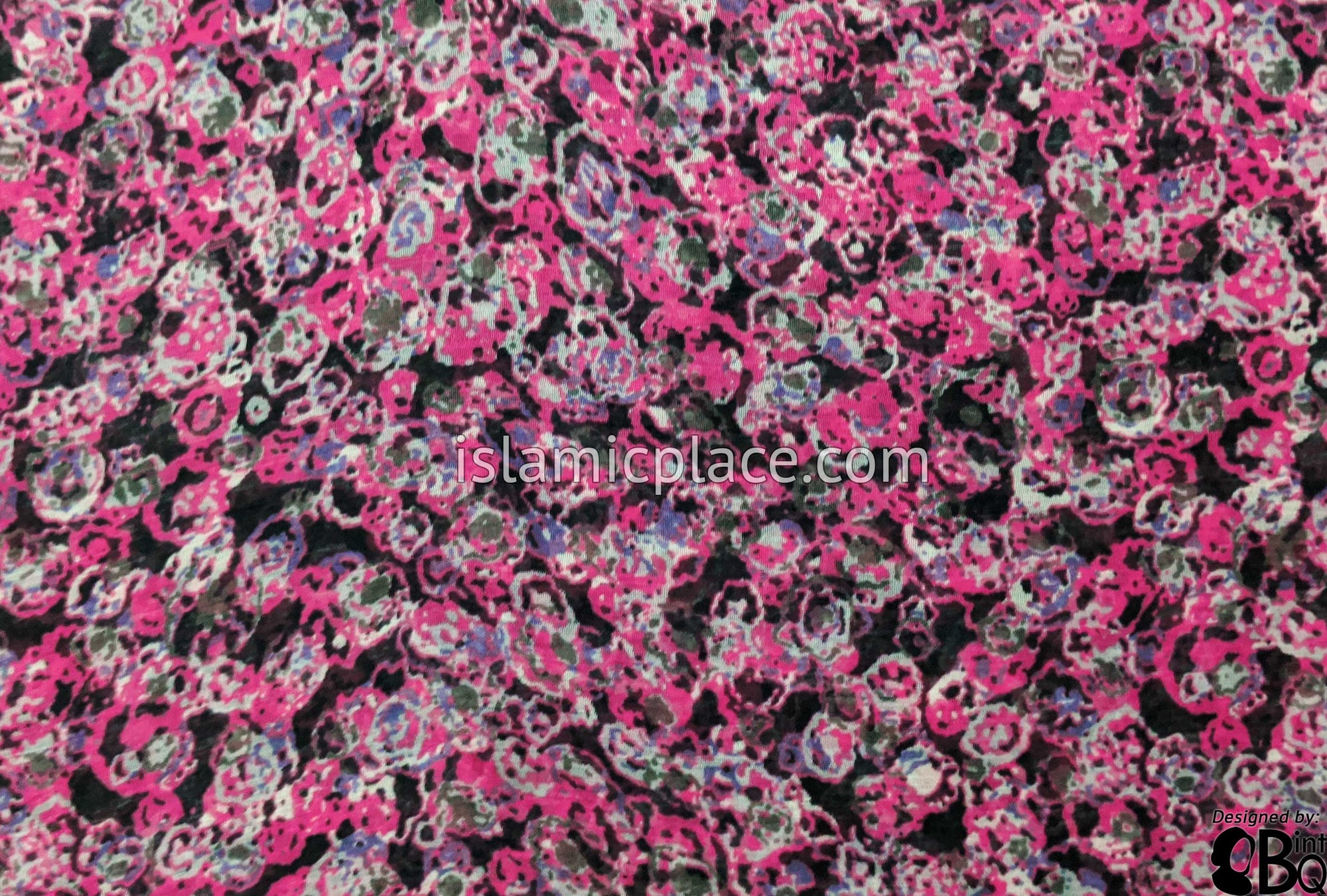 Pink, Black, Gray, And Blue Sprayed On Design - 45" Square Printed Khimar